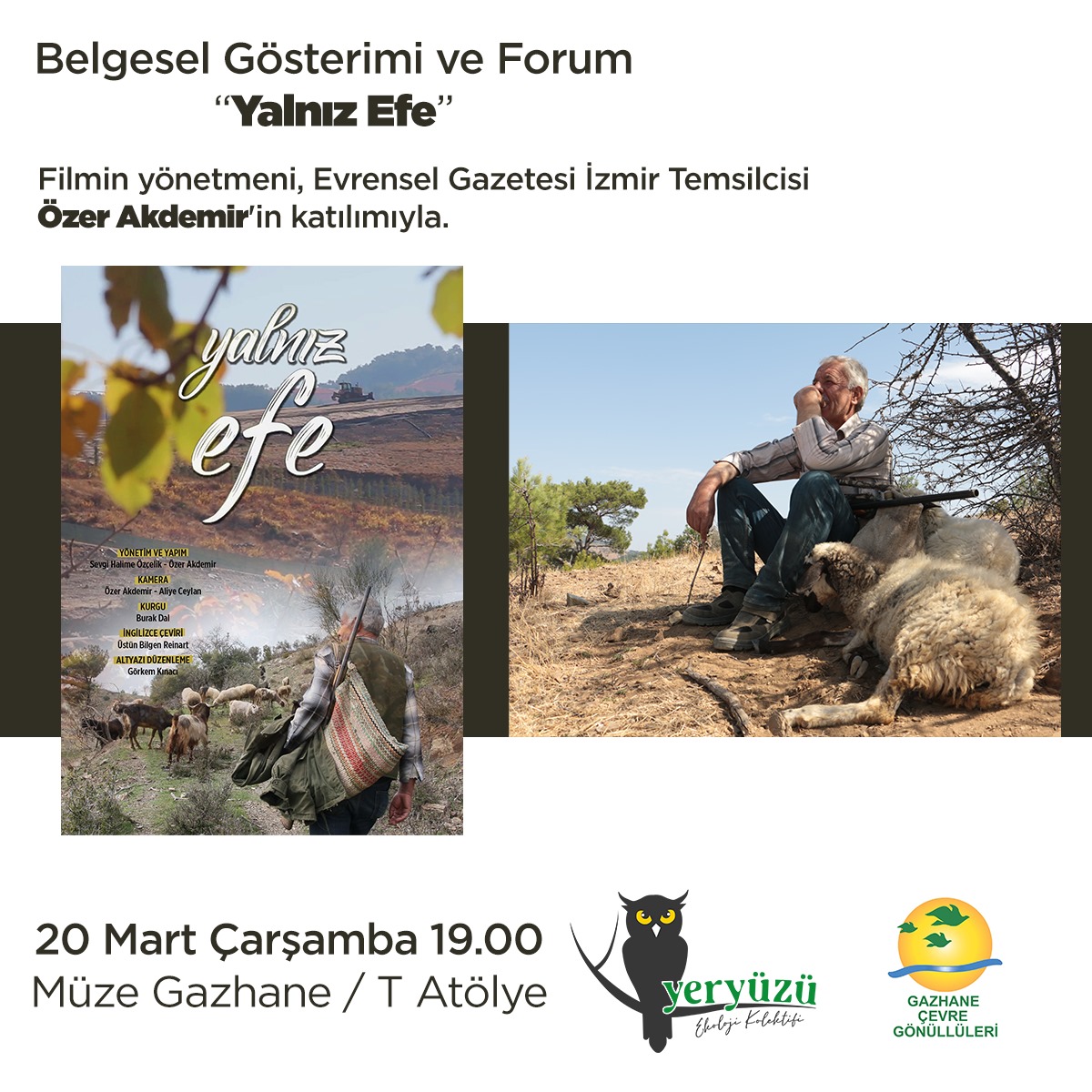 Film gösterimi ve forum etkinliklerimiz devam ediyor. 

Mart ayı filmimiz: Yalnız Efe
20 Mart Çarşamba 19.00 
Müze Gazhane / T atölye

Etkinlik söyleşi kısmında sevgili <a href="/ozer_akdemir/">Özer Akdemir</a> aramızda olacak.

#MüzeGazhane
