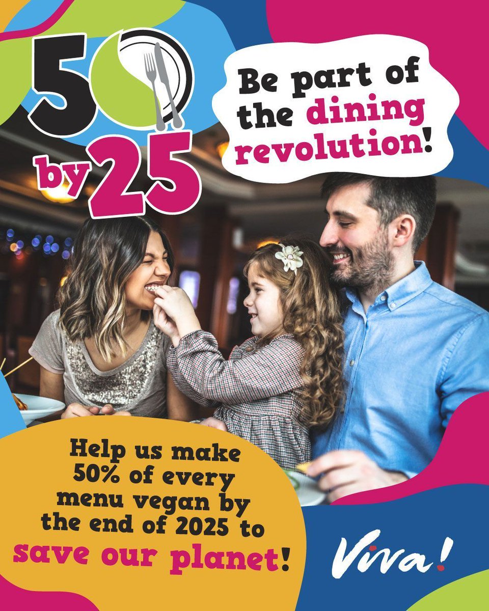 NEW CAMPAIGN LAUNCH: 🍽️🌎 𝟱𝟬 𝗕𝗬 𝟮𝟱 🌎🍽️ #50by25 

We are asking non-vegan restaurants and cafes to expand their menu to become at least 50% plant-based by the end of 2025. Plant-based diets are a critical solution to the climate crisis. Get involved: 50by25.org