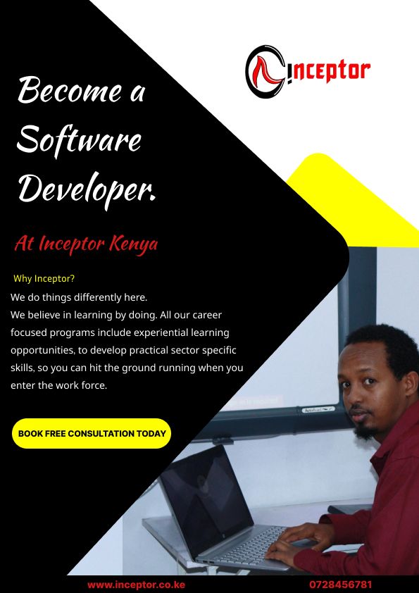 inceptor_kenya's tweet image. What's your Tech Mission?! Whether you're safeguarding data or crafting code, we've got the training that's your gear. Your skills will be unstoppable.
inceptor.co.ke
#GenZ #eTIMS #softwaredevelopmenttraining #cybersecuritytraining #tvet #aprilintake2024 #inceptorkenya