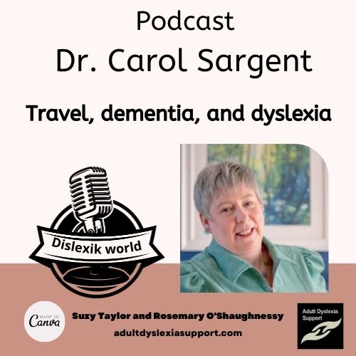 Podcast Dislexik world: open.spotify.com/episode/2ZG7nz… @dyslexicsuzy Dr. Carol Sargent travel, dementia, and dyslexia.

#AdultsWithDyslexia #DementiaSupport #Caregiving #DementiaCare #DementiaFriendly #DementiaCommunity #AdultDyslexia #DyslexicAdults #podcast #podcasting