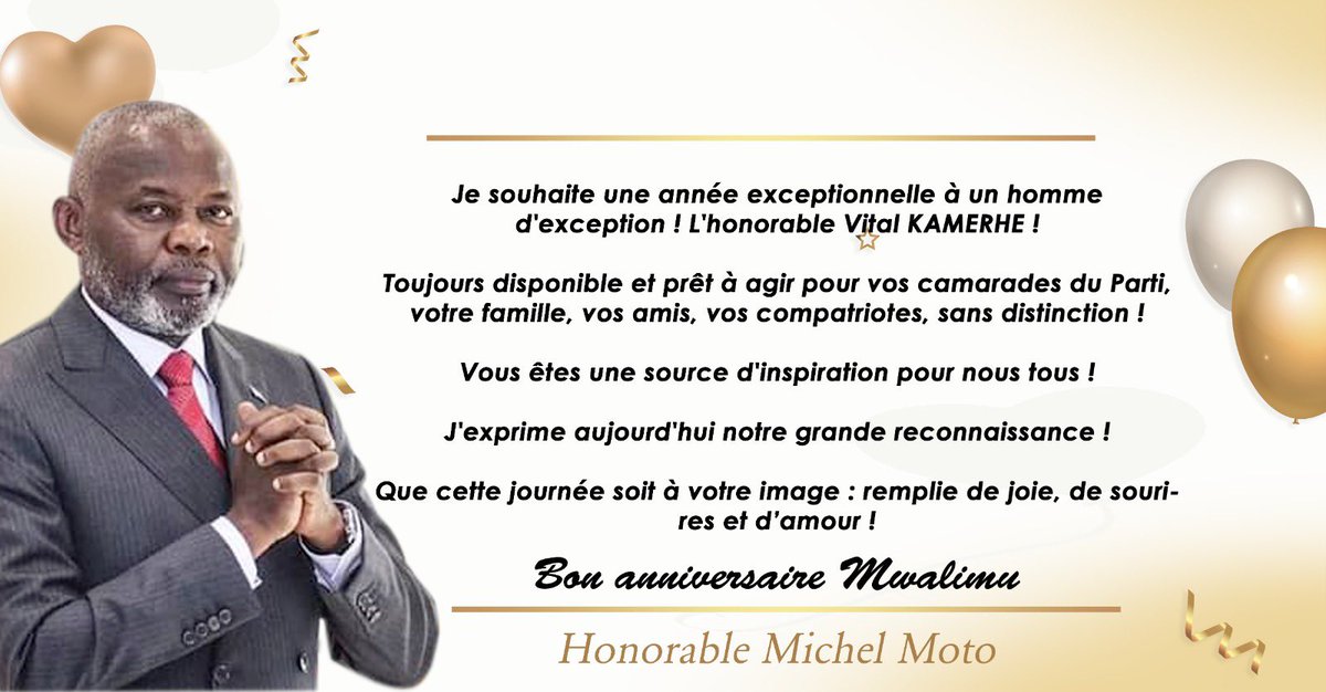 Alain Make Nzonga (@alainmake20) on Twitter photo #PAGE_ROSE : L’hon <a href="/MichelMoto1/">Michel Moto Muhima</a> élu de Walikale à Mwalimu <a href="/VitalKamerhe1/">Vital Kamerhe</a> « J'exprime aujourd'hui notre grande reconnaissance à ce grand homme ! Bon anniversaire Mwalimu ! #PAGE_ROSE : L’hon <a href="/MichelMoto1/">Michel Moto Muhima</a> élu de Walikale à Mwalimu <a href="/VitalKamerhe1/">Vital Kamerhe</a> « J'exprime aujourd'hui notre grande reconnaissance à ce grand homme ! Bon anniversaire Mwalimu !
