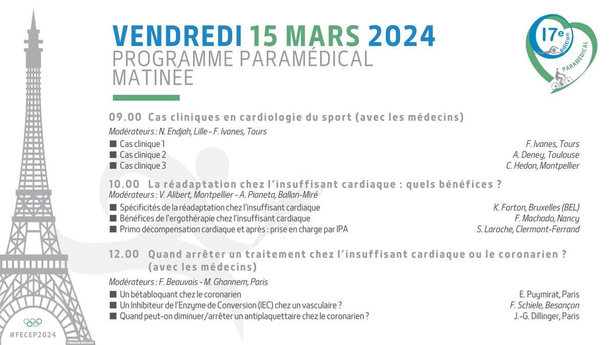 📖 Programme paramédical 📖

Le programme #FECEP2024 s'est mis à jour, découvrez le en détail ! On se voit bientôt à Paris 👀

Programme complet
➡️ forumeuropeen.com/programme
S'inscrire
➡️ forumeuropeen.com/inscriptions