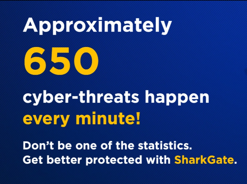 INSIGHT OF THE WEEK: Approximately 650 cyber-threats happen every minute. Hackers don’t discriminate, they attack all types of websites. Don't be one of the statistics. Talk to our experts to find out how we can better protect you. #AIpoweredprotection #wearesharkgate