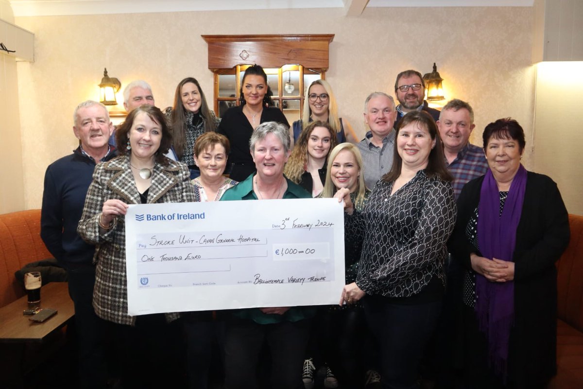 CavanMonaghanH1's tweet image. CGH staff Louise Dempsey & Kate Madigan accept cheques on behalf of our Hospital which were kindly donated by the Ballintemple Variety Troupe, presentations were made to our Stroke Unit and Special Care Baby Unit.  Many thanks to all involved.