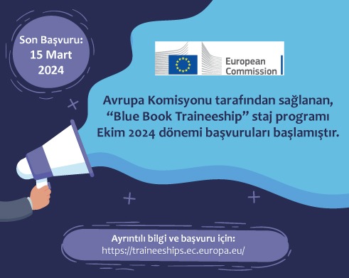 📢Avrupa Komisyonunda staj yapmak ister misiniz? 🧑🏽‍💻👩🏻‍💻#BlueBookTraineeship Ekim dönemi başvuruları başladı! @EU_Commission dünyanın her yerinden üniversite mezunlarına ücretli staj imkanı veriyor. 

🗓️Son başvuru: 15 Mart 10.00CET 
🔗traineeships.ec.europa.eu