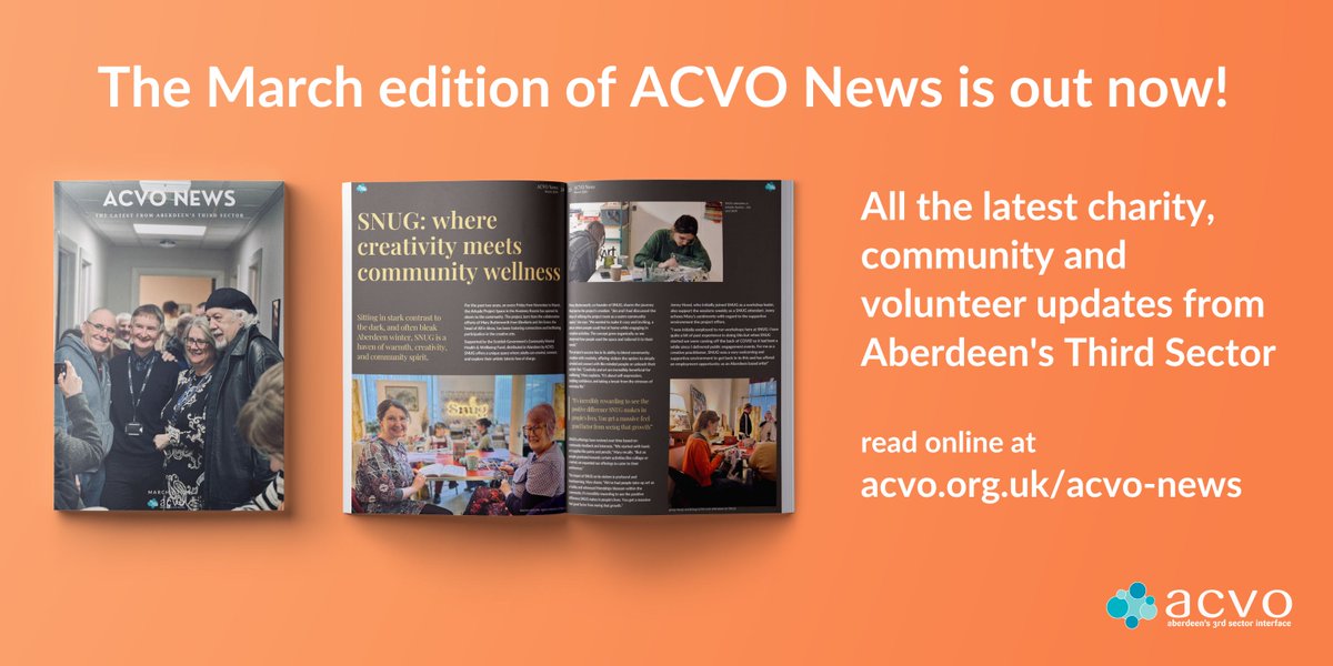 📰 The March #ACVONews is out now! ☕️ Take a look at our ACVO Office Open Morning 🎨 Discover SNUG - a creative, collaborative project by Elev8arts & All In Ideas 🫂 Learn about @Place2BeScot's in-school mental health support services Read online now➡️ acvo.org.uk/acvo-news/marc…