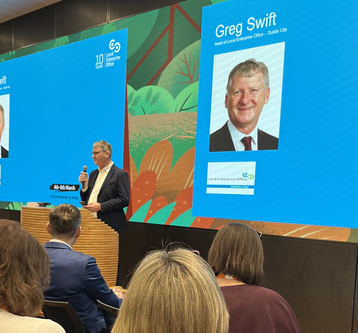 Both @GregSwift10 and Minister of State @nealerichmond encouraged small to medium sized businesses to attend as many of the @LEODublinCity #LocalEnterpriseWeek events this week at launch at @salesforce Tower Dublin.