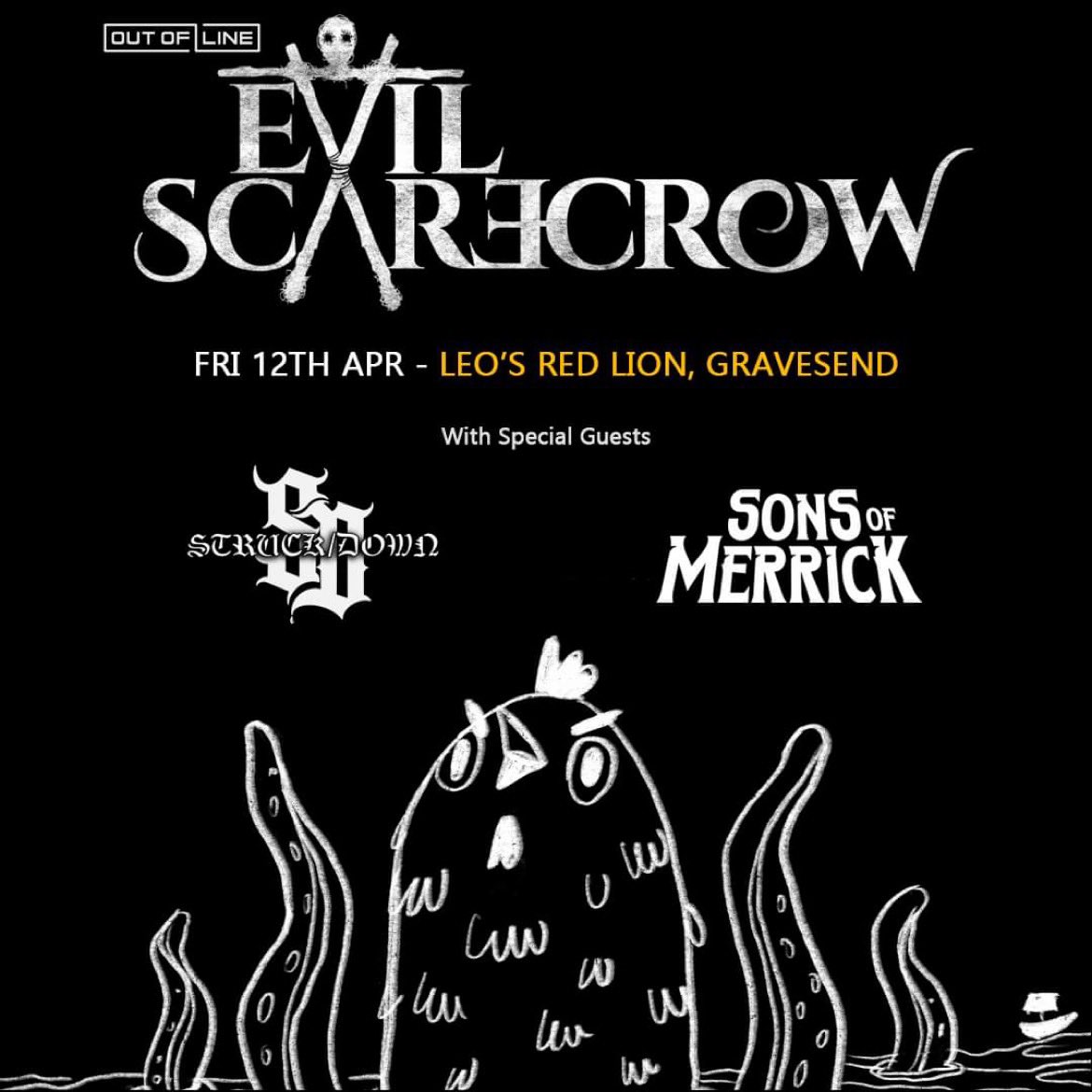 We are delighted to welcome @EvilScarecrowUK back to the legendary Leo’s Red Lion, Gravesend! With support from Struck/Down and Sons of Merrick. Fri 12th April at 7pm. Tickets on sale Fri 8th March at 9am ticketsource.co.uk/beastfest-uk/t…