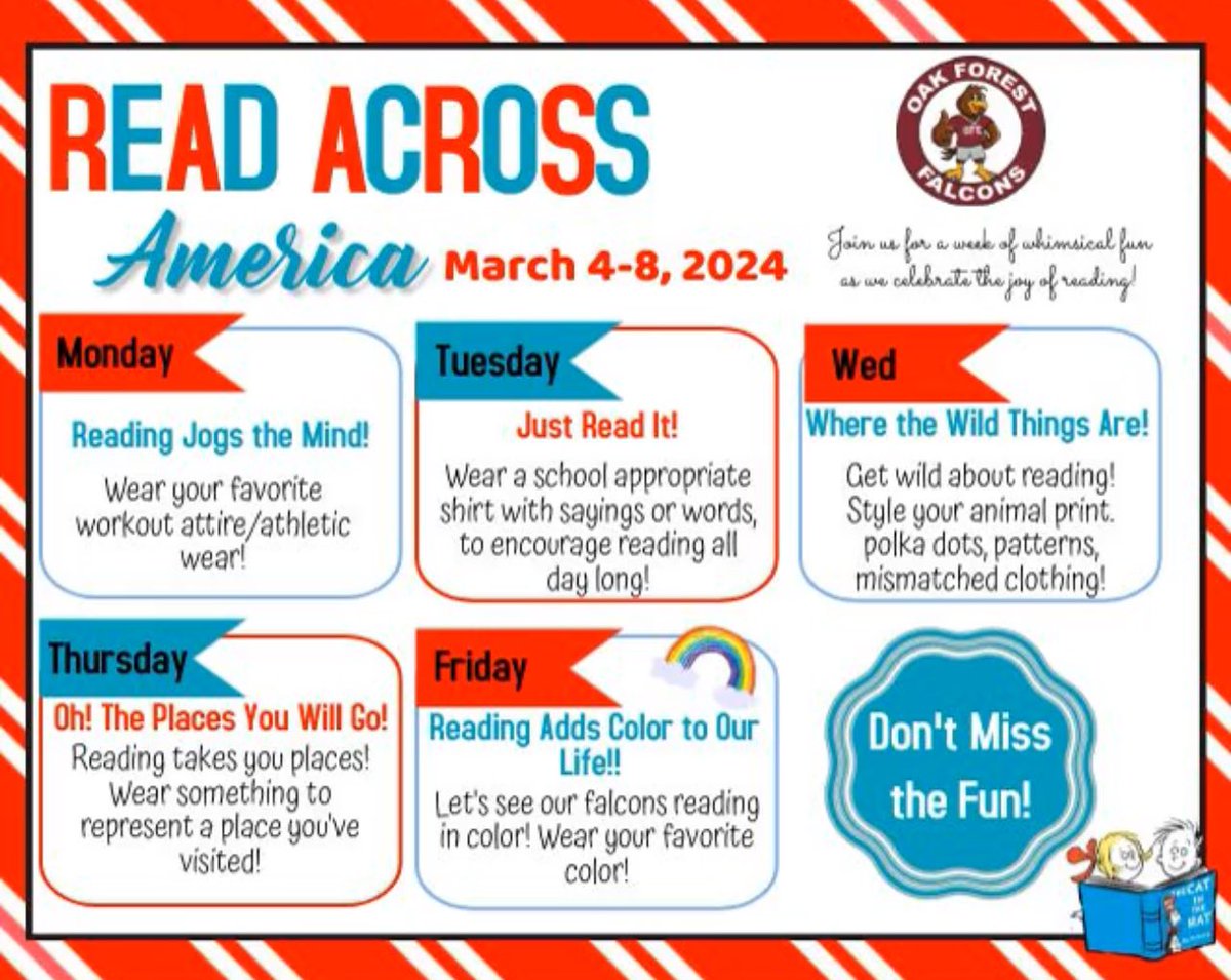 Tiffany Curtis (@coachontif) on Twitter photo Hello parents and guardians! This week we’ll celebrate Read Across America, with a schoolwide theme for each day. Your students are invited to join in on the fun! <a href="/HumbleISD_OFE/">Oak Forest Elementary</a> 🪶 Hello parents and guardians! This week we’ll celebrate Read Across America, with a schoolwide theme for each day. Your students are invited to join in on the fun! <a href="/HumbleISD_OFE/">Oak Forest Elementary</a> 🪶