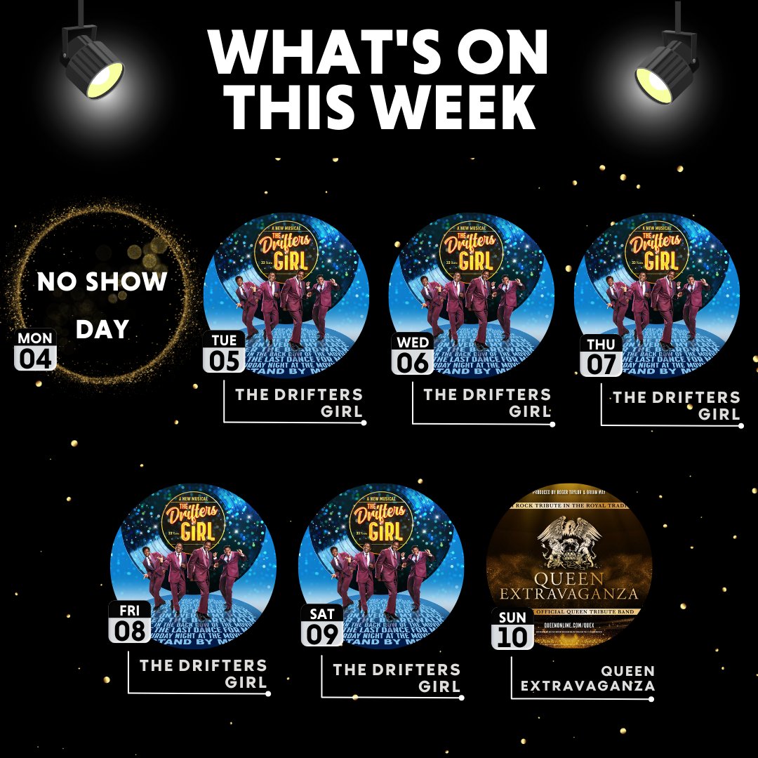 ✨ WHAT'S ON THIS WEEK ✨ This week we have the smash-hit show The Drifter's Girl with their phenomenal soundtrack packed full of iconic hits. Followed by Queen Extravaganza, a mothers day treat, featuring more than 20 of Queen's classic hits! 🎟️ Book now: atgtix.co/3Thz6pc