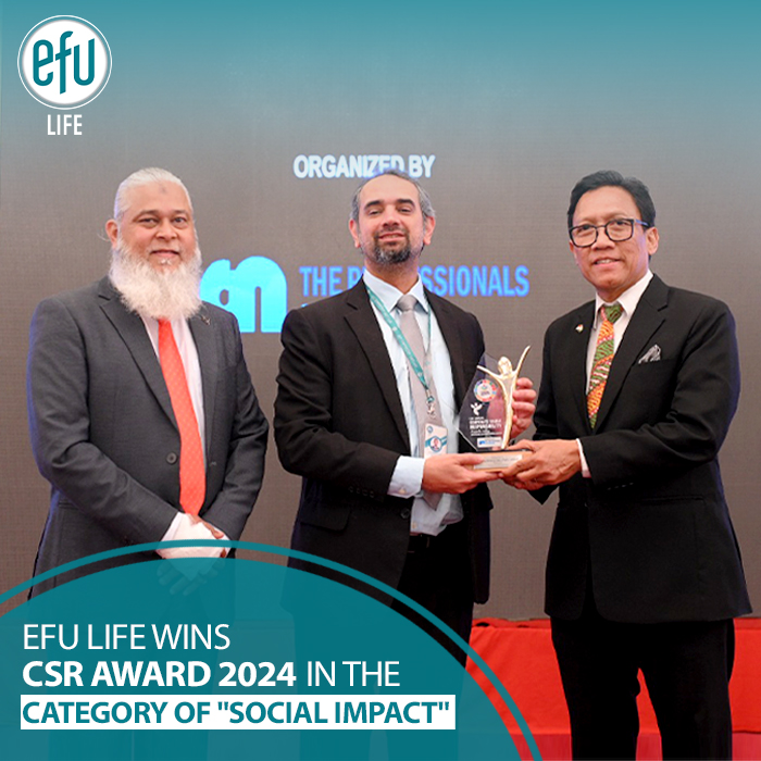 We are honoured to announce that EFU Life has been conferred with ‘CSR Award 2024’ in the category of ‘Social Impact’ at the 13th Annual Corporate Social Responsibility Summit & Awards, organized by The Professionals Network & Ethical Business Update (EBU). #EFULife #CSR #Award