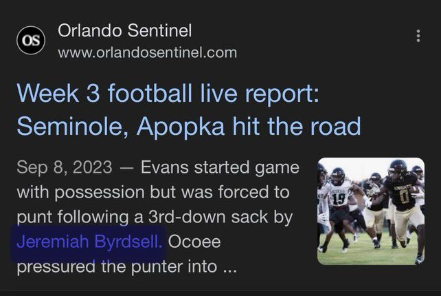 Jeremiah Byrdsell (@byrdsell13) on Twitter photo just need someone to take a chance my film doesn’t disappoint either. Jr or Senior year💯 <a href="/OcoeeFootball/">Ocoee Football</a> <a href="/CoachBuckGurley/">Coach Buck</a> just need someone to take a chance my film doesn’t disappoint either. Jr or Senior year💯 <a href="/OcoeeFootball/">Ocoee Football</a> <a href="/CoachBuckGurley/">Coach Buck</a>