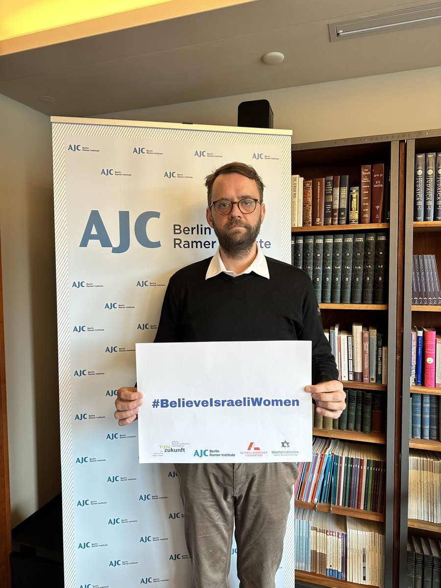 AJCBerlin's tweet photo. Die Hamas misshandelte &amp; vergewaltigte systematisch🇮🇱Frauen. Große Teile der int. Gemeinschaft schweigen dazu bis heute. Zum #Frauentag setzen wir mit @alfredlandecker, @WerteInitiative &amp; dem Deutsch-Israelischen Zukunftsforum ein Zeichen gegen das Schweigen! #BelieveIsraeliWomen https://t.co/47Ap1h4Aqo