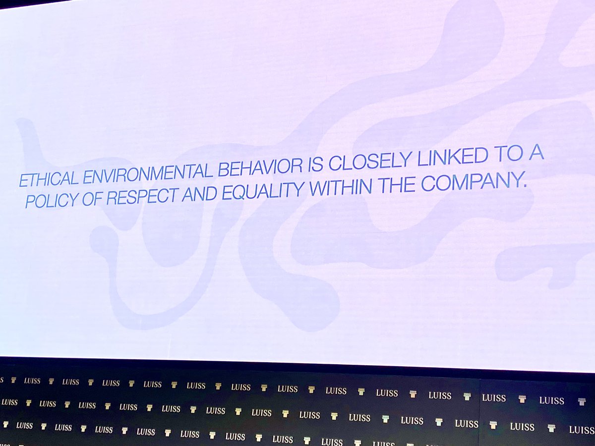 A very powerful statement for any organisation to live by 

“Ethical environmental behaviour is closely linked to a policy of respect within the company!” #parabereforumRoma