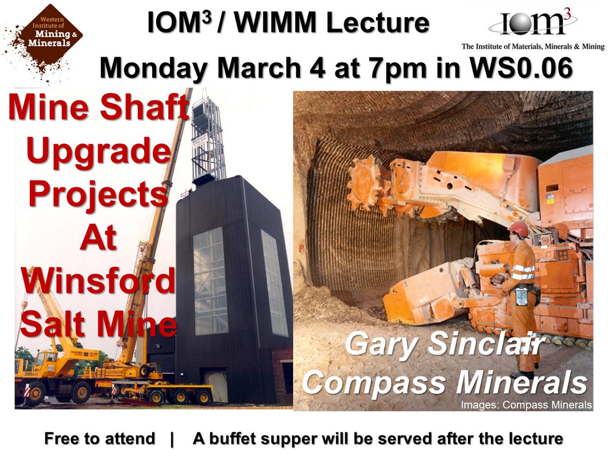 Join us at 7pm in WS 0.06 of the William Smith Building for a lecture delivered by WIMM and @iom3 on mining. It is free to attend and a buffet will be served afterwards.
