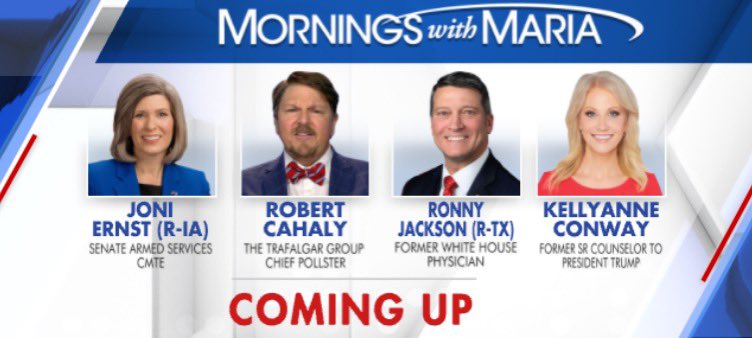 GM happy #Monday Join us now @MorningsMaria @FoxBusiness 6-9am et @MARKTEPPERSWP      @LIZPEEK @REPBUDDYCARTER @SHERIFFLAMB1 @RWANG0 @SENJONIERNST @ROBERTCAHALY @REPRONNYJACKSON @KELLYANNEPOLLS @JOEGAMALDI  #SuperTuesday #SOTU