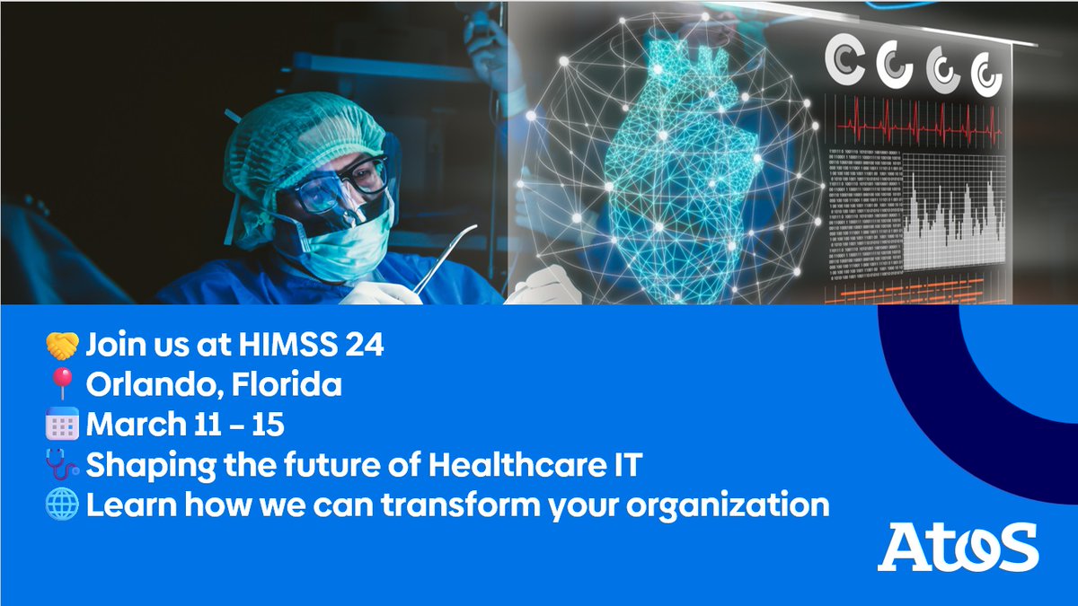 🚀We're closing in on #HIMSS24 and we can't wait to see you there! Join us from March 11 - 15 in Orlando, Florida.

🩺Learn how we're shaping the future of #healthcare IT

➡️See you there! himssconference.com/en/attend/atte…
#Cloudmigration #HealthcareIT #DigitalTransformation