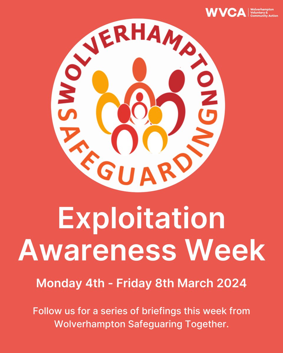 📰 This week is exploitation awareness week. Each day of the week we will be sharing a briefing about different types of exploitation from Wolverhampton Safeguarding Together. Keep an eye on our social channels for updates... #ExploitationAwareness