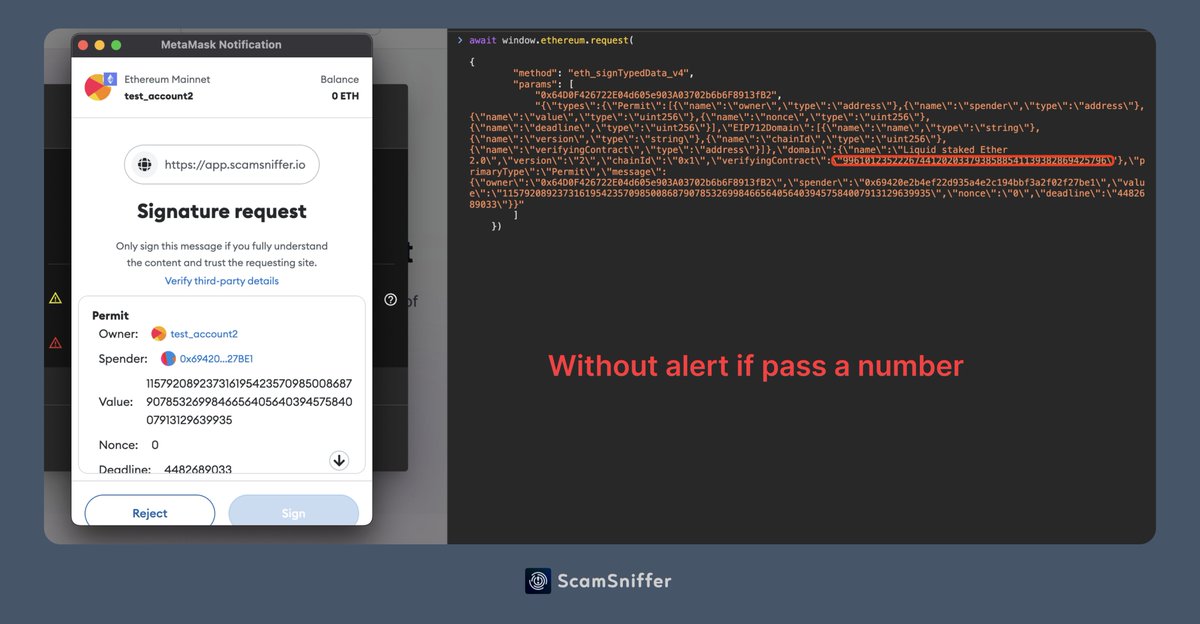 realScamSniffer's tweet image. 🚨 Wallet Drainer exploits numerical addresses to bypass security alerts!

🧵 1/6