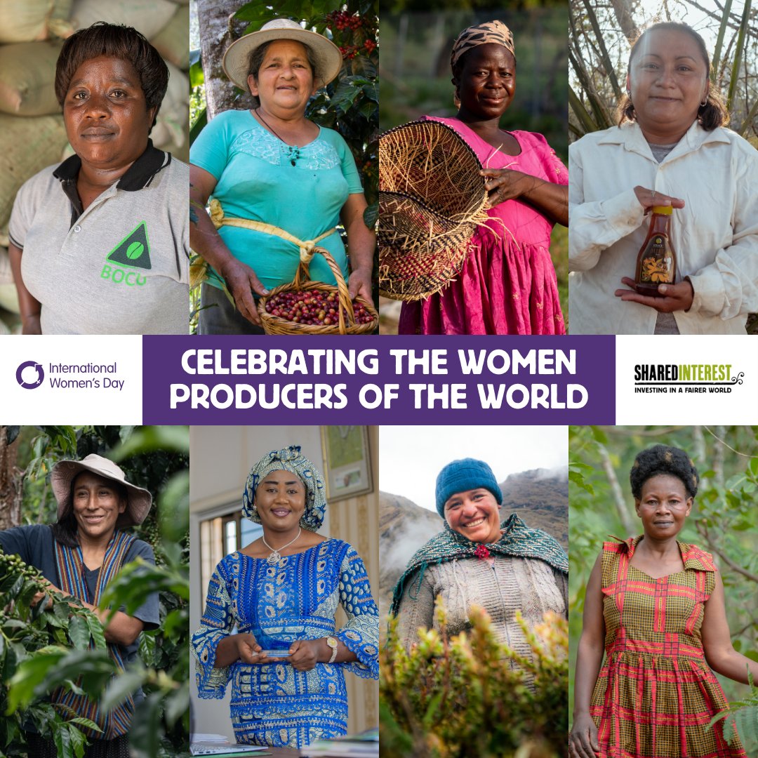 SharedInterest's tweet photo. Celebrating the Women Producers of the World this International Women's Day 👩‍🌾

Throughout the regions in which we work, from Rwanda to Nicaragua, there are many powerful examples of women leading the way in agricultural and artisanal sectors which have long been dominated by men. 

That is why we believe that gender equality has a vital part to play in strengthening communities and promoting economic growth . In fact, the @FAO (UN Food and Agriculture Organisation) estimates that closing the gender gap in agriculture would reduce the number of undernourished people by up to 150 million. 

So, in celebration of #InternationalWomensDay on March 8th, 2024, we want to shine the spotlight on the inspiring female figures who are reshaping their narrative and paving the way for a new generation of women leaders in their industry.

Their stories resonate within their organisations and throughout their communities. Watch our video or read our blog to learn more  📲

Meet the producers 📽
https://t.co/JvT62ofWR3 

Read our blog 📰
https://t.co/tkPH6PJkpW 

In 2023, Shared Interest Society supported 412,628 farmers, artisans and workers, of which over 130,000 are women. We remain committed to bridging the gender gap in agriculture and empowering women throughout the supply chain, on #internationalwomensday and beyond 💜

Pictured (Top L-R): Josinta Kabugho ( @BocuOrg, Uganda); Azucena Quispe (CECANOR, Peru); Akolpogbila Apalawanya (@tradeaid_gh, Burkina Faso); Maria Colli (member o EDUCE Sociedad Cooperativa de RL, Mexico). 

Pictured: (Bottom L-R) Elizabeth Arista Salazar (Cooperativa Agraria Rodríguez De Mendoza / @cooparm Peru); Awa Traoré (CAYAT Coopérative Agricole de Yakasse-Attobrou / @CAYATcoop, Ivory Coast); Bertha Mendoza Ramos (Inka Moss, Peru); Medius Masereka (@BocuOrg, Uganda).

#investinafairerworld #forjusticenotprofit #fairtrade #financewithahumanface #internationalwomensday2024 #iwd #inspireinclusion