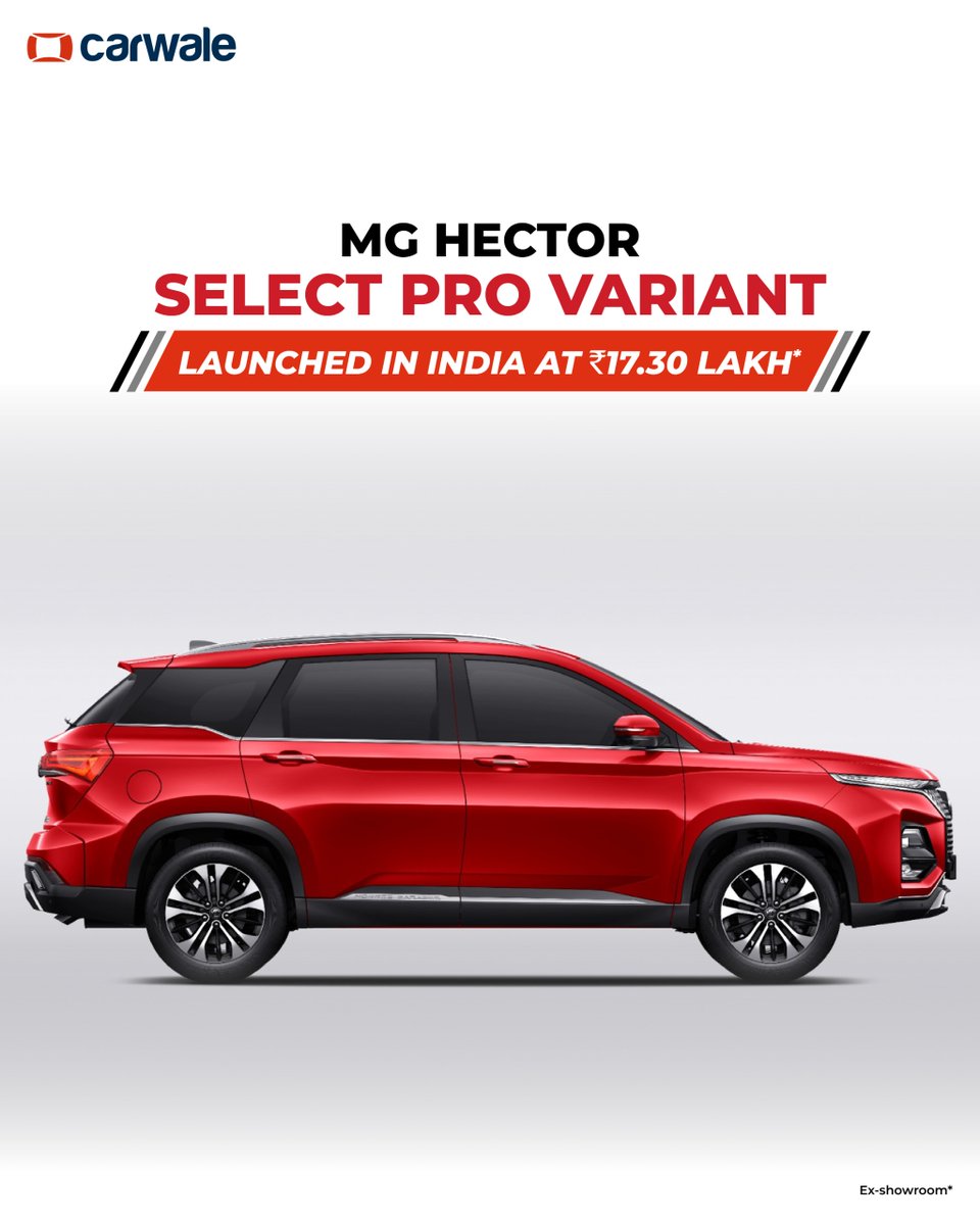 CarWale's tweet image. #MGHector gets 2 new variants - #ShinePro and #SelectPro!
- Select Pro - Dual pane sunroof
- Shine Pro - Single pane sunroof
- 14-inch portrait touchscreen infotainment
- Wireless charger
- Wireless Android Auto and Apple CarPlay
- Digital instrument cluster

#MG #CWLaunch
