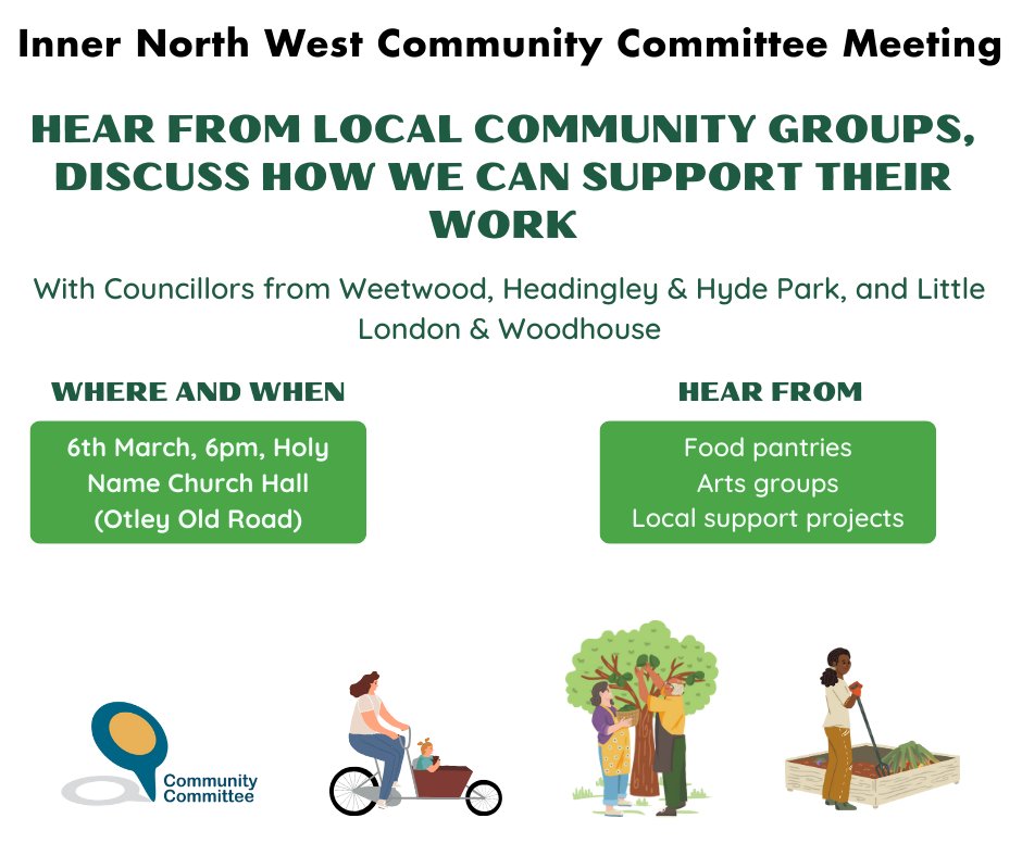 izaakww's tweet image. I'm excited that our Wednesday committee meeting will be led by local groups and talking about their plans for the year. Come to hear from people who've set up food pantries, school uniform exchanges, local growing groups, more. Some of the most inspirational people in Leeds!