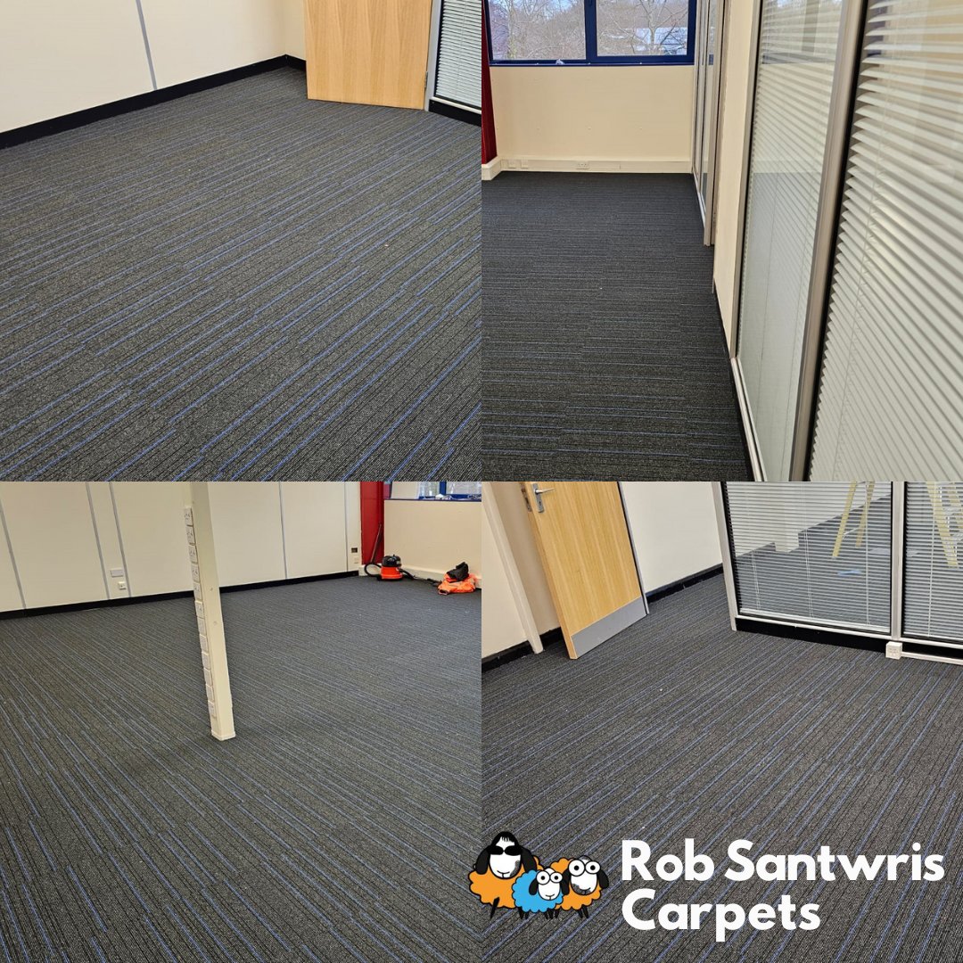 We not only transform your homes, but commercial spaces too! 😍 Some snaps of carpet tiles in an office space, which we completed recently. Could your office do with a revamp? Get in touch! 👇 📲01633 253724 🌐robsantwriscarpets.co.uk (P.S. Who can spot Henry Hoover? 😆)