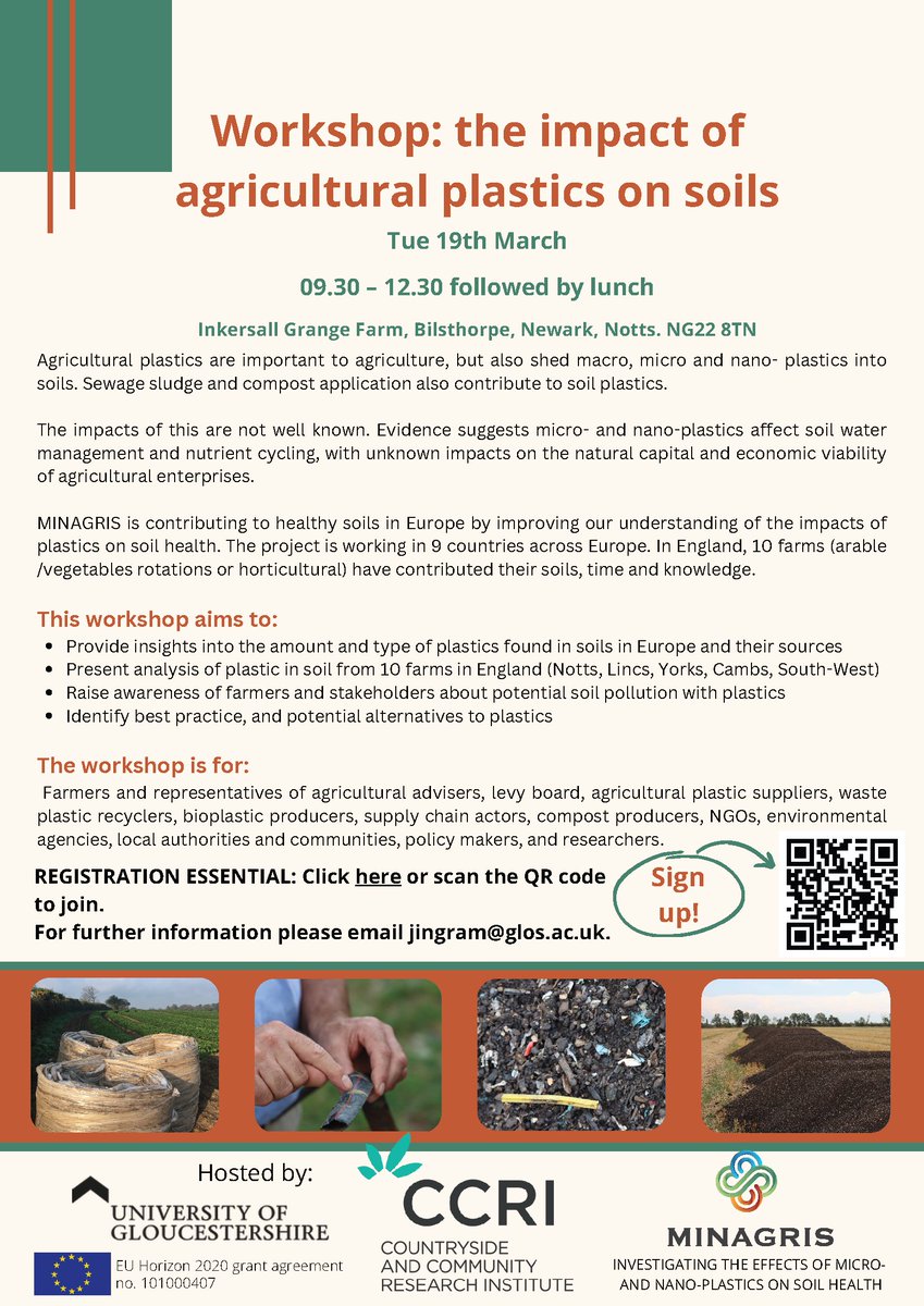 📢Based in the UK and interested in the impacts of #plastics on #soil health? 🪱

Come to our workshop in Nottingham on 19/03!  

We will share some preliminary findings, hold discussions around best practice/alternatives, and much more...

Register: tinyurl.com/5cznb99k