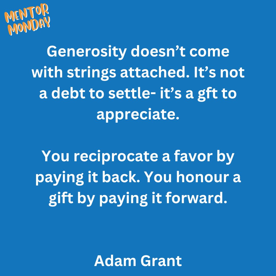 Mentorship is a form of generosity for educators. Most mentorship roles are not paid, even when they are formal and, though the reasons for mentorship may vary, the best way to return the favour is to pay it forward. Be the mentor you wanted or needed in education. #MentorMonday