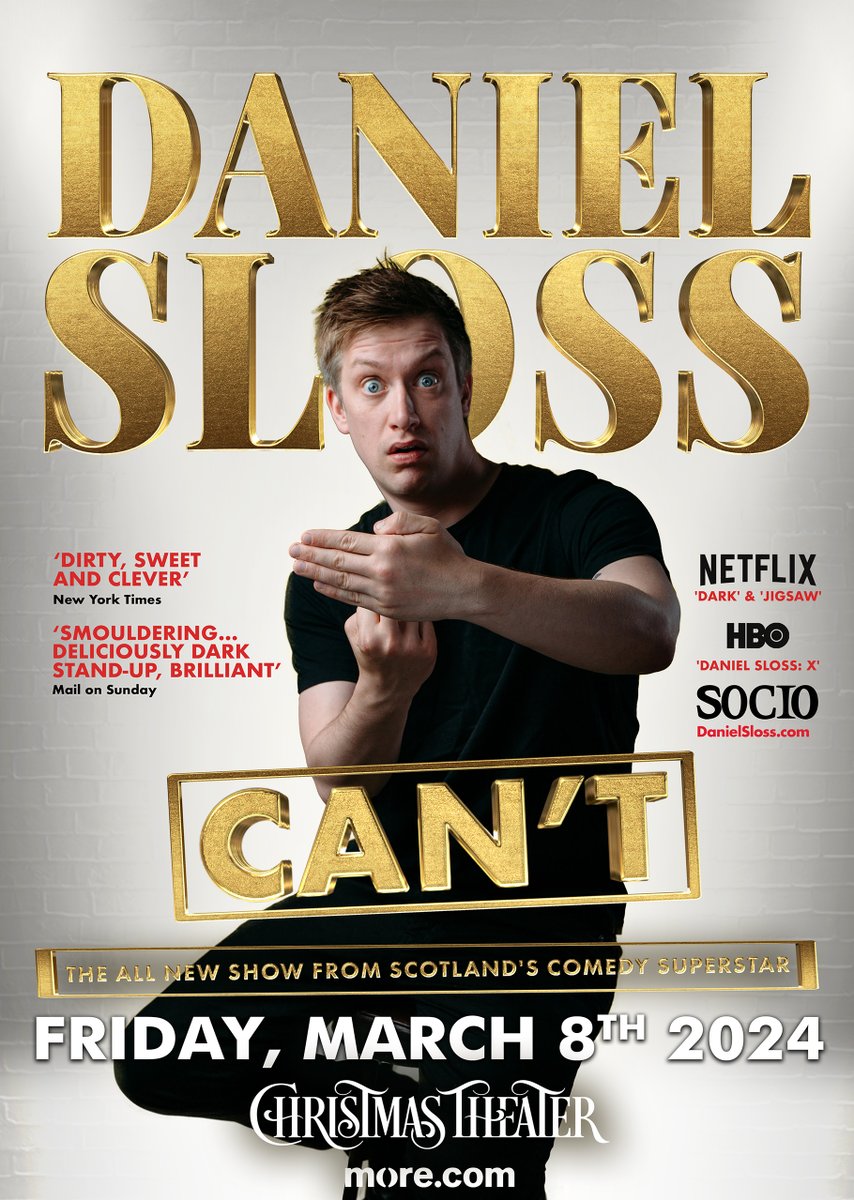 ATHENS! Looking forward to performing my show CAN'T at the Christmas Theater this Friday 8th March! Some tickets are still available - this is my only show in Greece and I hope to see you there. All tour dates and official links: danielsloss.com/tour/