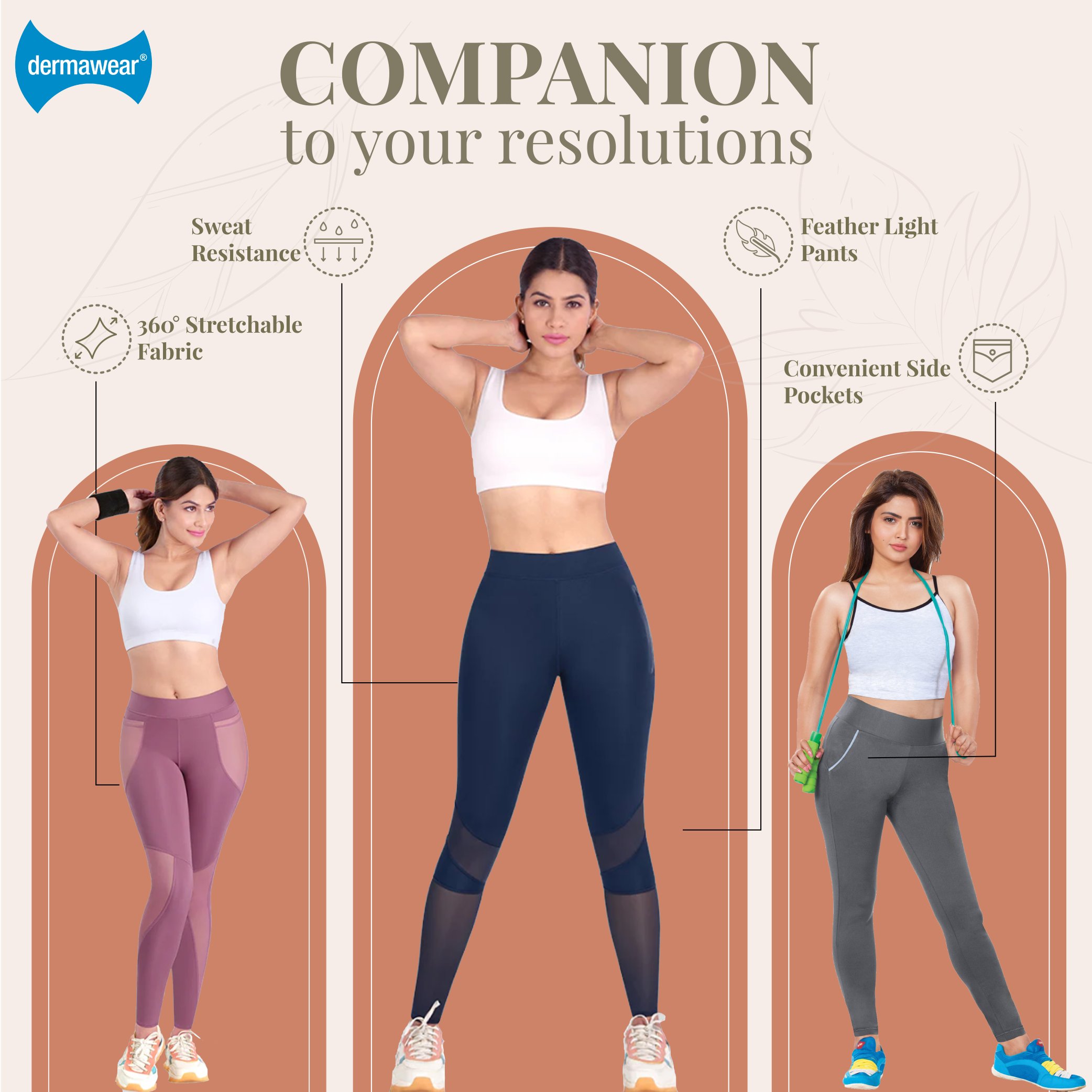 Dermawear Women's Active Gym Workout Pants