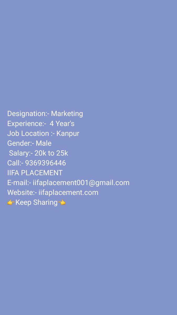 _iifaplacement's tweet image. Best Consultancy in Kanpur-@_iifaplacement
Posted by -@HassanAnsarii 
#jobs #jobseeker #jobsearch #getjob #jobopening #jobposting #career #work #hiring #statup #recruitment #HR #TweetmyJob #opportunity #retailindustry #backoffice #accountant #manufacturing