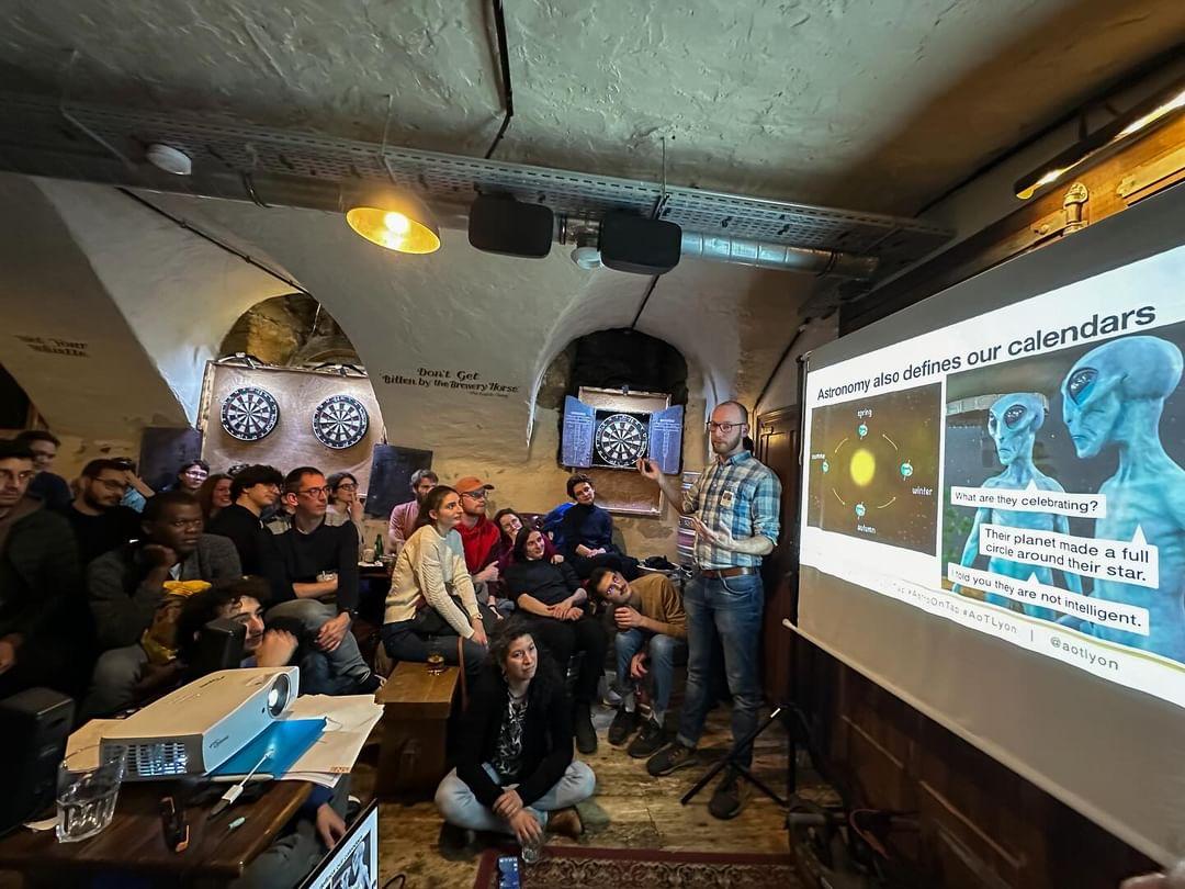 aotlyon's tweet photo. Thank you all for coming to this second event of #aotlyon 🌌🔭, we were almost more than 55!

We hope you enjoyed the presentations from Alexandre Jeanneau and Jens-Kristian Krogager about accidental discoveries and astronomy in pop culture.

Keep in touch for our next event! https://t.co/RzMtZnsJ3p