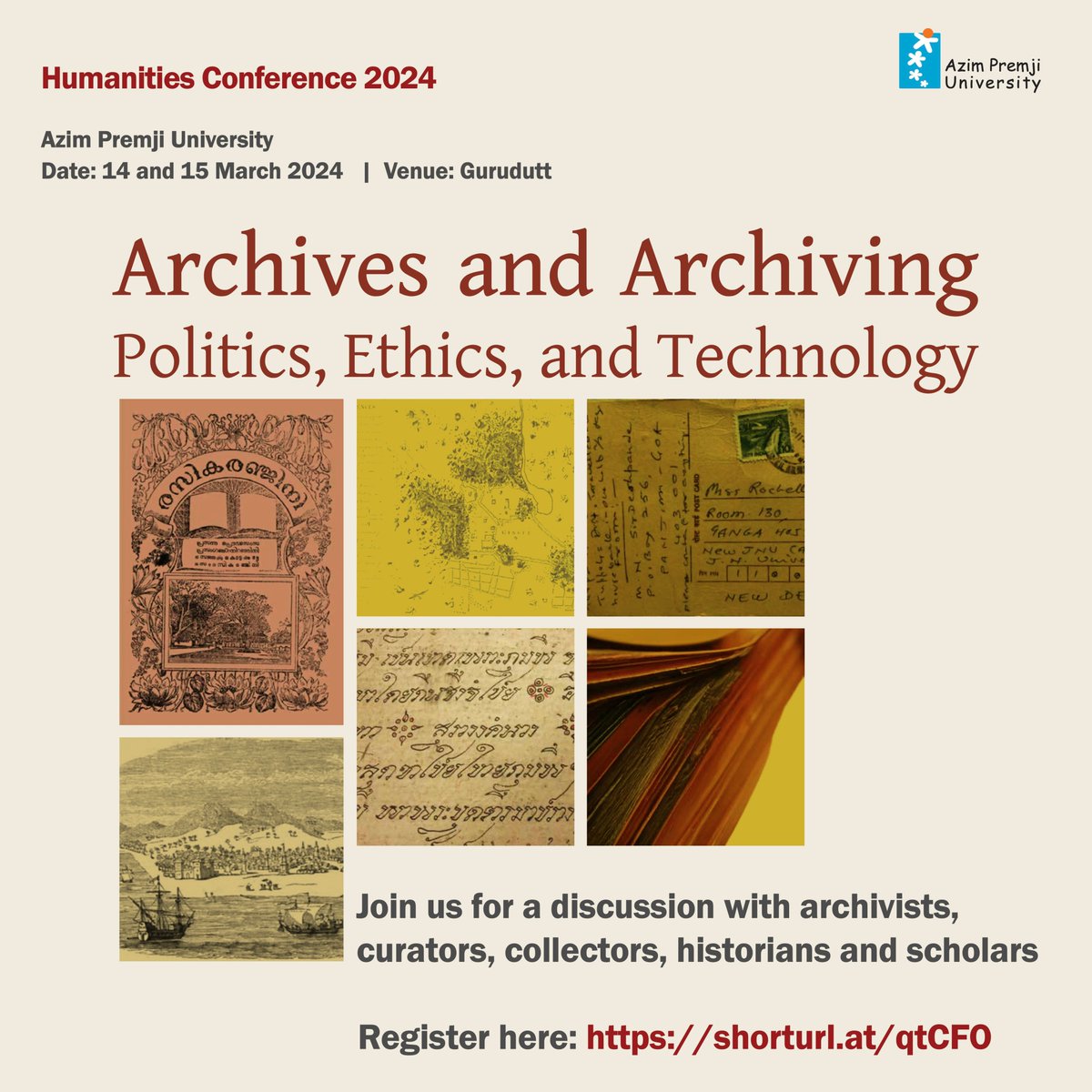Are you intrigued by archives & archivists? 
Join @AzimPremjiUniversity Humanities Conference on Archives & Archiving! ️ March 14-15th. Explore ethics, tech, & the future of archives. 
#History #PublicAccess