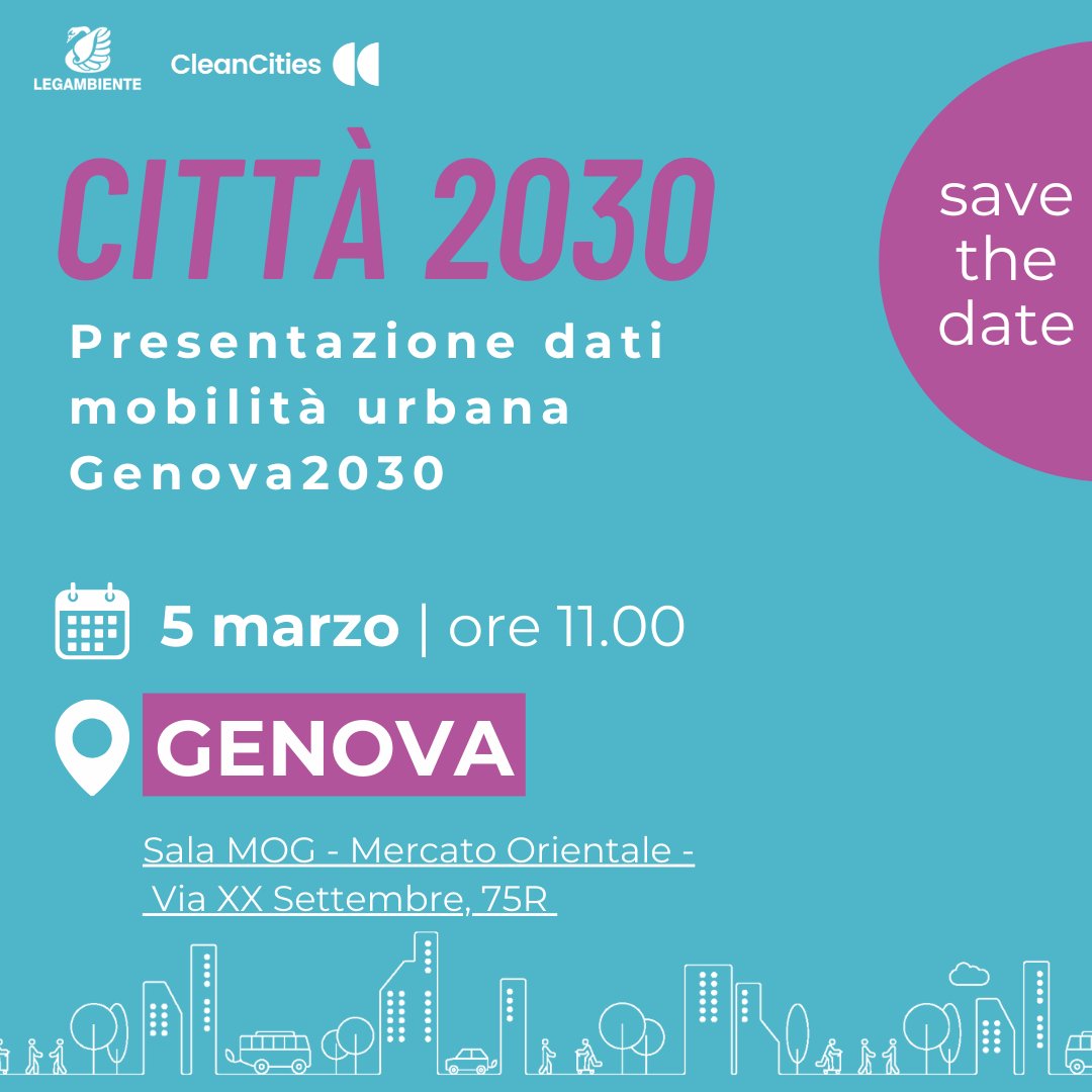 🚗🌍 La campagna #Città2030 fa tappa a #Genova oggi e domani! Partecipa alla Flash Mob in Piazza De Ferrari alle 18:00 e alla conferenza stampa sulla mobilità urbana Genova2030 martedì alle 11:00. Unisciti a noi per un futuro sostenibile! 🌈 #Genova2030 #MobilitàSostenibile