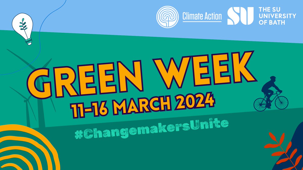 Next week is Green Week on campus 💚 The University and @thesubath have collaborated on a week-long programme of events and activities, with talks, workshops, and competitions for staff and students. Find out more ⤵️ bath.ac.uk/campaigns/gree…