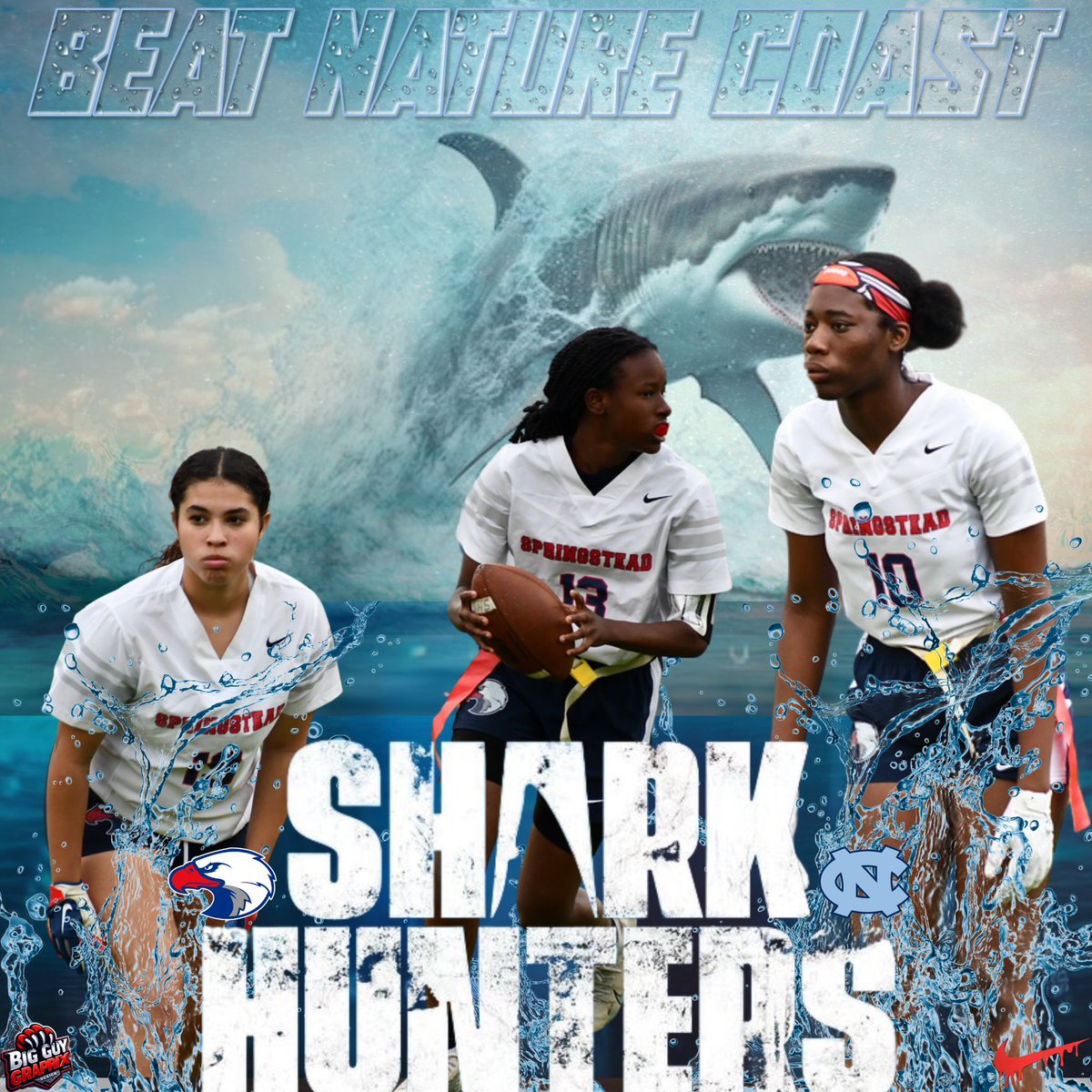 🦅🏈 It's GAMEDAY! 🦈 Tonight, JV kicks things off at 6:30 PM, followed by Varsity at 7:30 PM. The Lady Eagles are ready to swoop down into the shark tank and dominate! 🌊 #SharkWeek #YouKnowWhoRocks
 #GoEagles