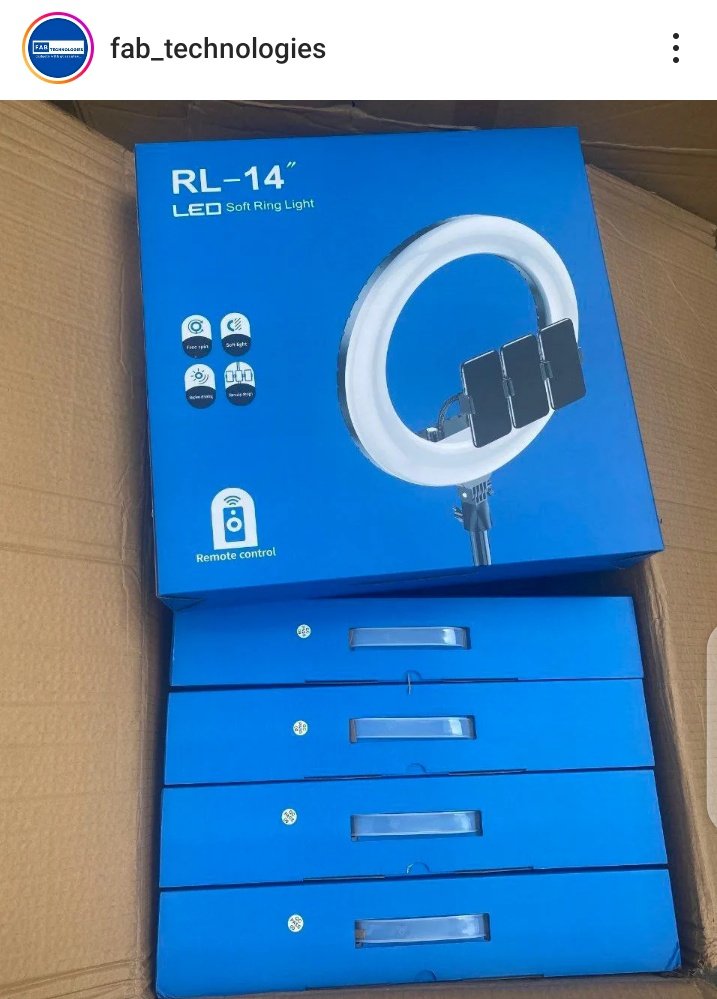 Fab_Tech_'s tweet image. 14 inches RL Ring light with 2.1M tripod stand 
Price: N28,000

👉🏻 3 phone holder
👉🏻 Remote control
👉🏻 Free spin
👉🏻 3 effect of light.     

Nationwide Delivery🇳🇬 
Slide into our DM to place an order
Call/Whatsapp: 08034817725