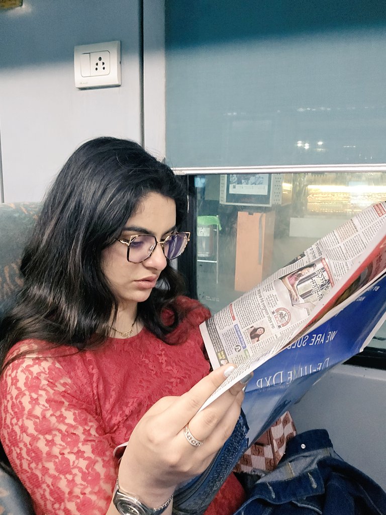 Reading a physical newspaper after ages... All thanks to Indian Railways #trainjourney #shatabdi