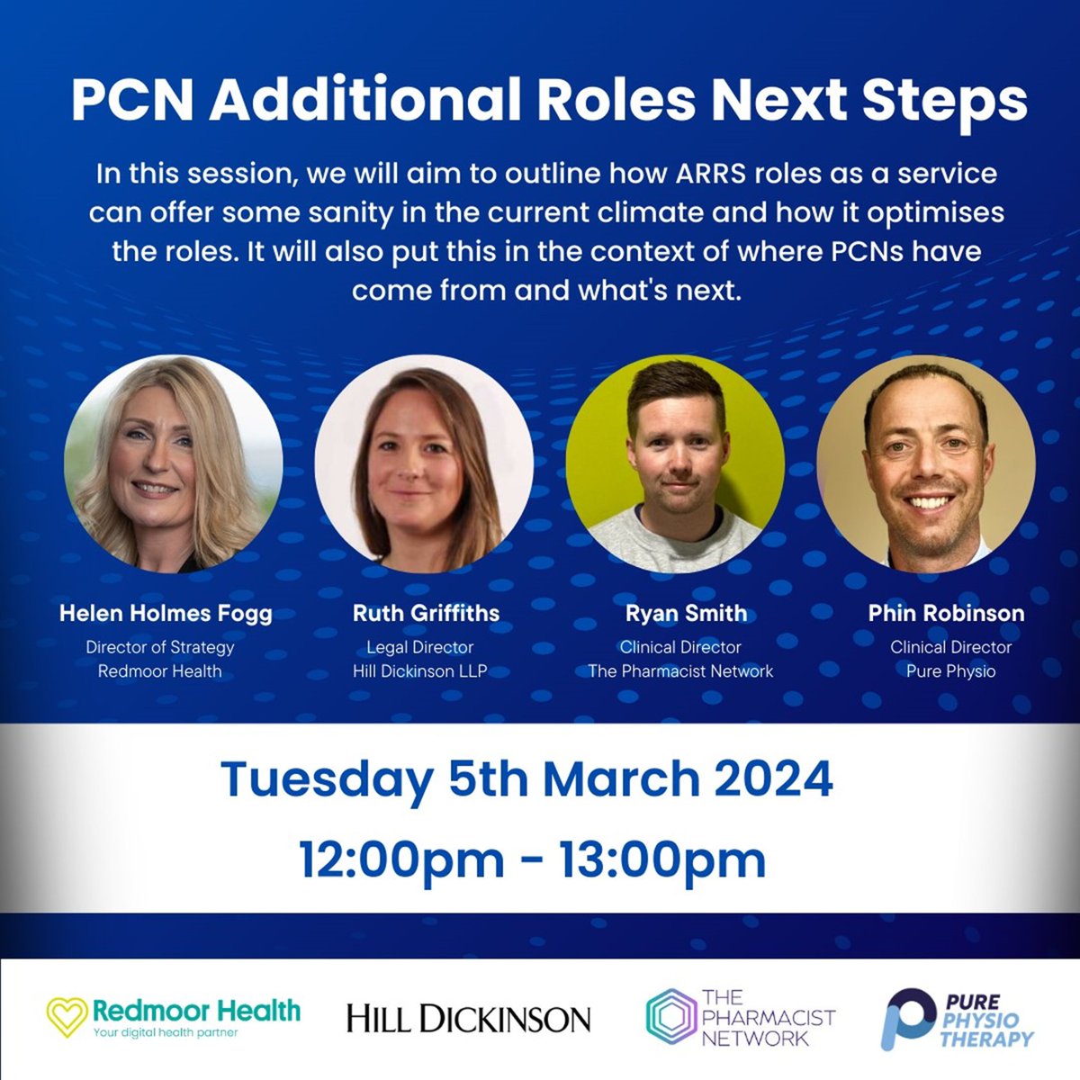 Tomorrow! 🤩 In this webinar session an expert panel from @redmoorhealth, The Pharmacist Network, @HillDickinson and Phin will be discussing how ARRS roles as a service can offer some sanity in the current climate and how it optimises the roles. Make sure to tune in! 💫 ⏰:…