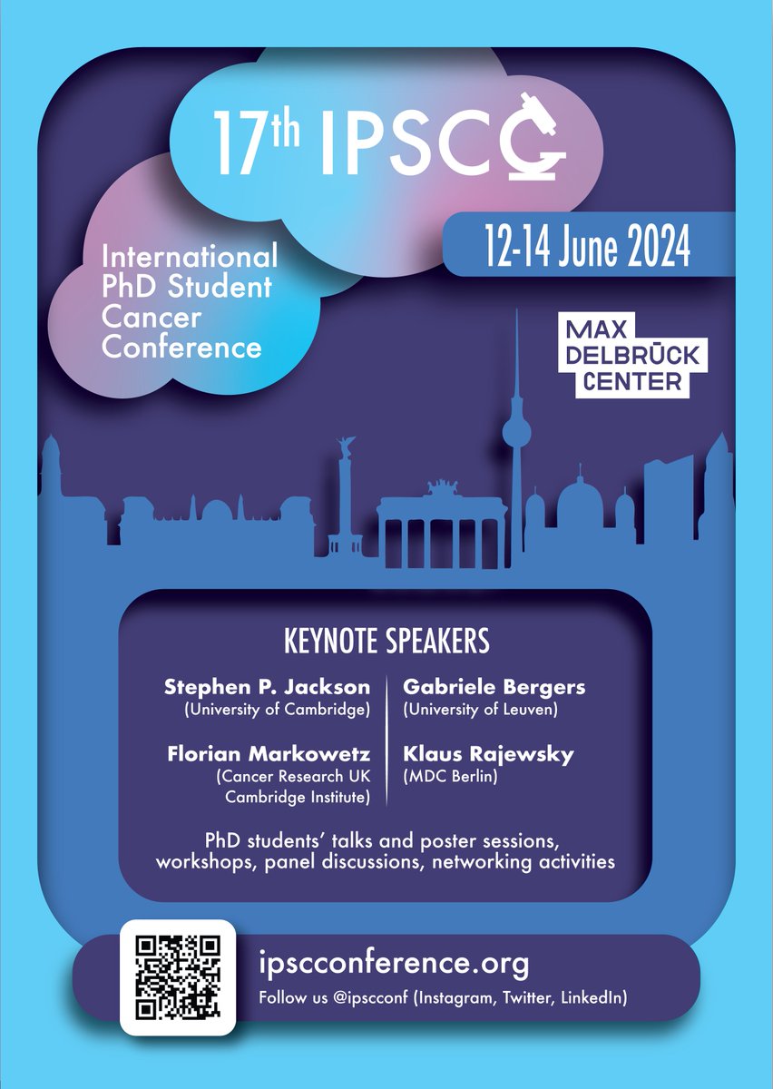 ipscconf's tweet image. 馃殌REGISTRATION IS NOW OPEN
We are excited to announce this year鈥檚 edition of the International PhD Student Cancer Conference, taking place at @MDC_Berlin from June 12th to June 14th. Spread the word and register now!
#IPSCC2024#Berlin#MDC#Conference#CancerScience#YoungScientists
