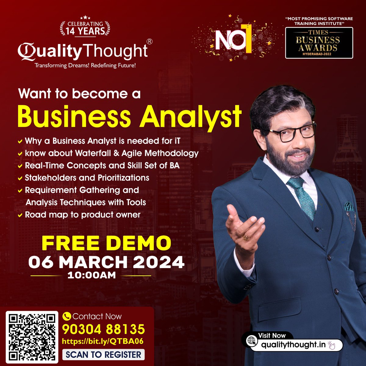 QTTWorld's tweet photo. Want To Become a Business Analyst
Attend Free Demo on 06th March 2024 @ 10:00AM.

📲 Contact:- 90304 8813
🌐Register for Other Course: https://t.co/TcHCnBjkzq

#qualitythoughttechnologiesreviews #qualitythoughttechnologies #qualitythought #Qtt #businessanalyst #po #business https://t.co/6jJnxzDLGH