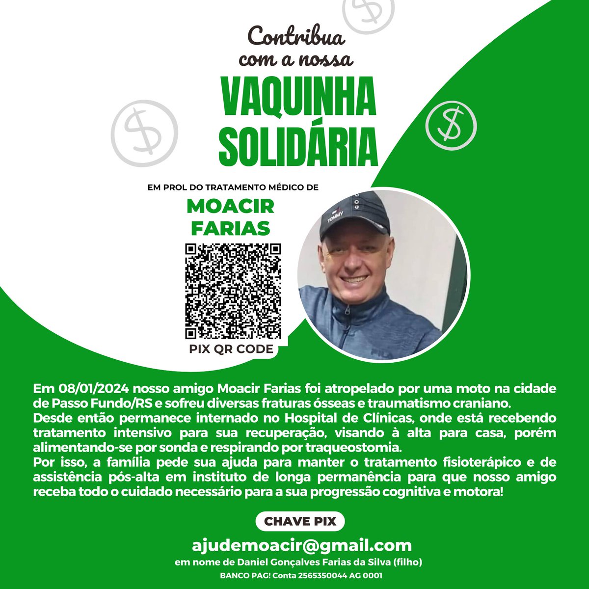 luker_music's tweet photo. Pessoal, meus irmãos e eu criamos uma vaquinha para ajudar nos custos do tratamento do pai, ele vai precisar ficar em um local para tratamento intensivo por vários meses, valor varia de 6 a 10 mil mensais. Quem puder ajudar com algum valor ou divulgação, fica meu agradecimento. https://t.co/incAoIalUY
