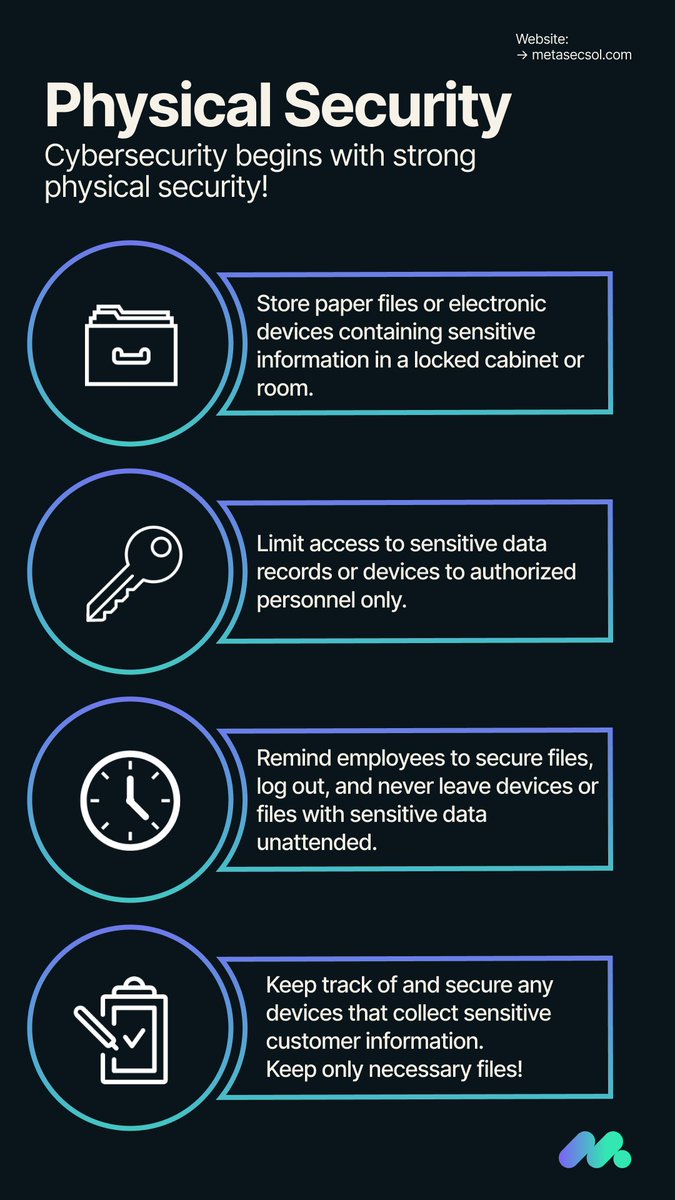 Cybersecurity begins with strong physical security!

Here are some tips for protecting information in paper files and on hard drives, flash drives, laptops, point-of-sale devices, and other equipment!