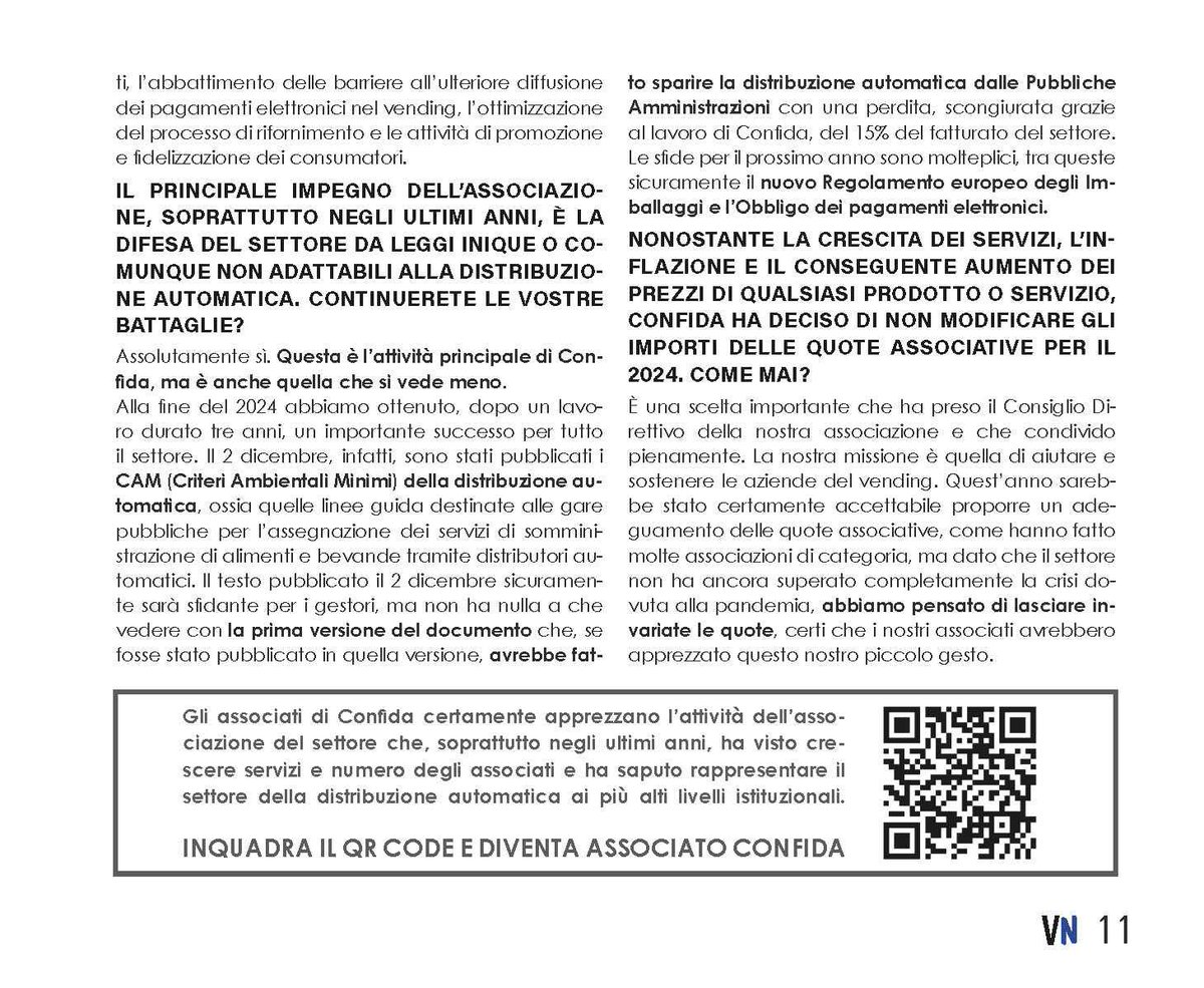 Venditalia 2024, il piano di #formazione per gli associati, i progetti su #sostenibilità e #digitalizzazione e la difesa del settore: nell'intervista a <a href="/VendingNewsD/">Vending News</a> il direttore di #Confida Michele Adt anticipa alcuni dei principali progetti associativi per il 2024.

#vending