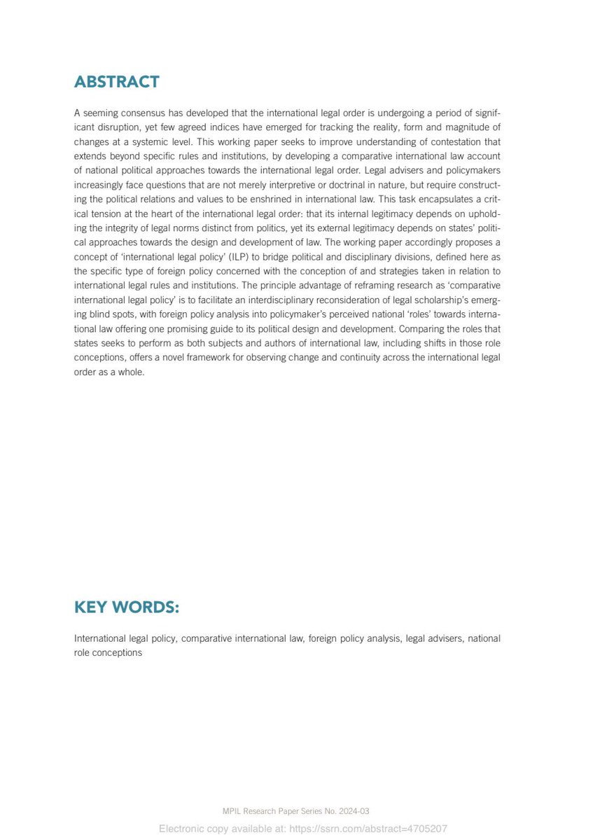 Malcolm Jorgensen (@malcyjorgy) on Twitter photo My <a href="/MPILheidelberg/">MPIL Heidelberg</a> Research Paper is now out: “Comparative International Legal Policy: National Political Approaches towards International Legal Order”, which develops the concept of “international legal policy” to bridge disciplinary and political divides ssrn.com/abstract=47052… My <a href="/MPILheidelberg/">MPIL Heidelberg</a> Research Paper is now out: “Comparative International Legal Policy: National Political Approaches towards International Legal Order”, which develops the concept of “international legal policy” to bridge disciplinary and political divides ssrn.com/abstract=47052…
