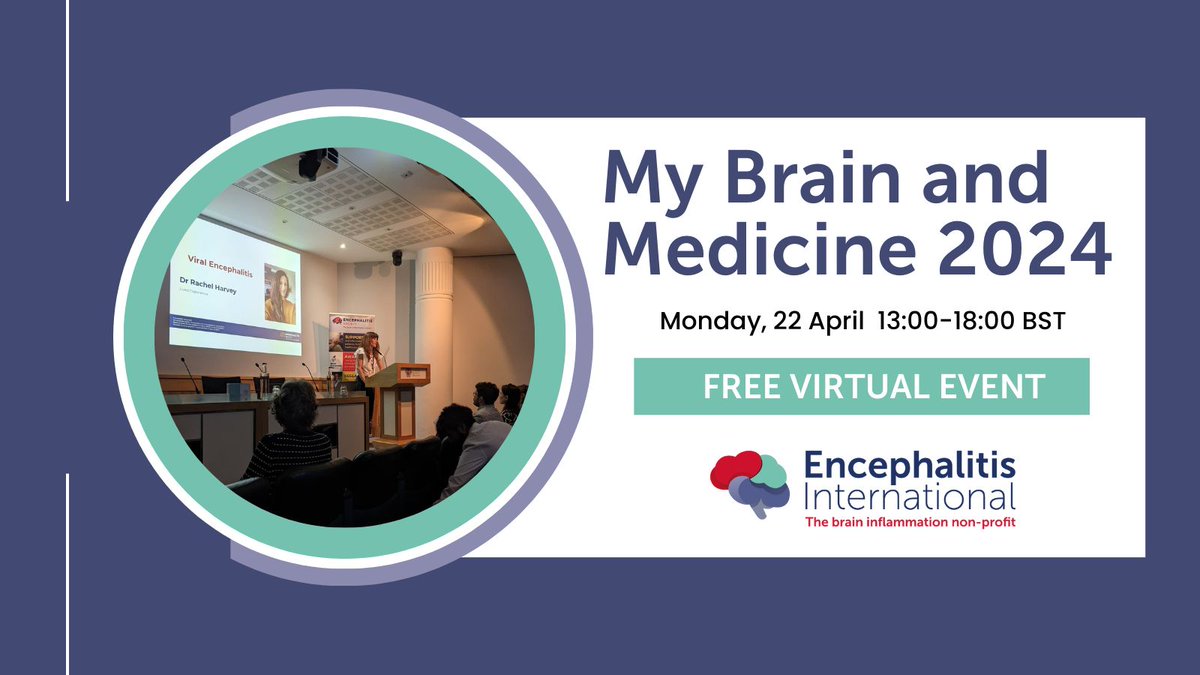 Get your tickets for My Brain and Medicine 2024 now!

This FREE virtual event will help you understand and learn more about #encephalitis.

eventbrite.co.uk/e/my-brain-and…