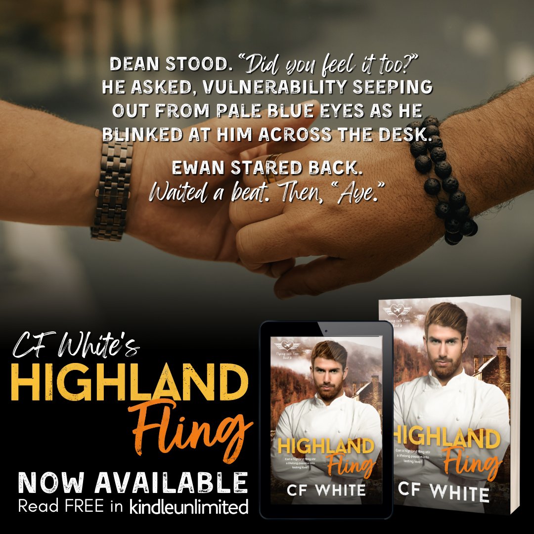 bookstattoostea's tweet photo. Can a Highland fling stir a culinary passion into lasting love?
Highland Fling (Flying into Love #6) by C F White
📖 https://t.co/H4PN37444F
🌟 Out Now and read FREE in Kindle Unlimited 🌟
@c.f.whiteauthor #HighlandFling #CFWhiteAuthor #FlyingIntoLoveSeries #GRRTours https://t.co/oog46rKLBG