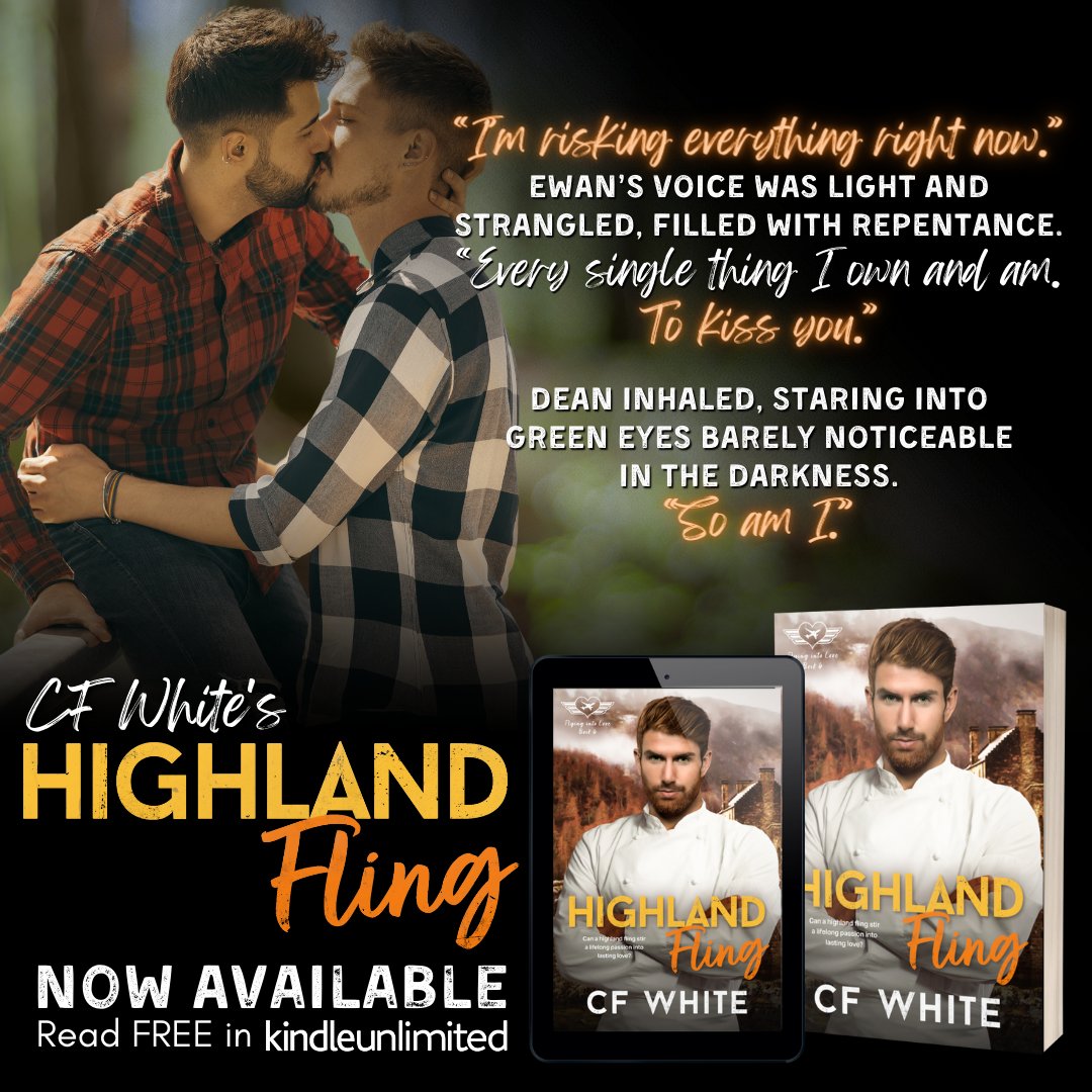 bookstattoostea's tweet photo. Can a Highland fling stir a culinary passion into lasting love?
Highland Fling (Flying into Love #6) by C F White
📖 https://t.co/H4PN37444F
🌟 Out Now and read FREE in Kindle Unlimited 🌟
@c.f.whiteauthor #HighlandFling #CFWhiteAuthor #FlyingIntoLoveSeries #GRRTours https://t.co/oog46rKLBG