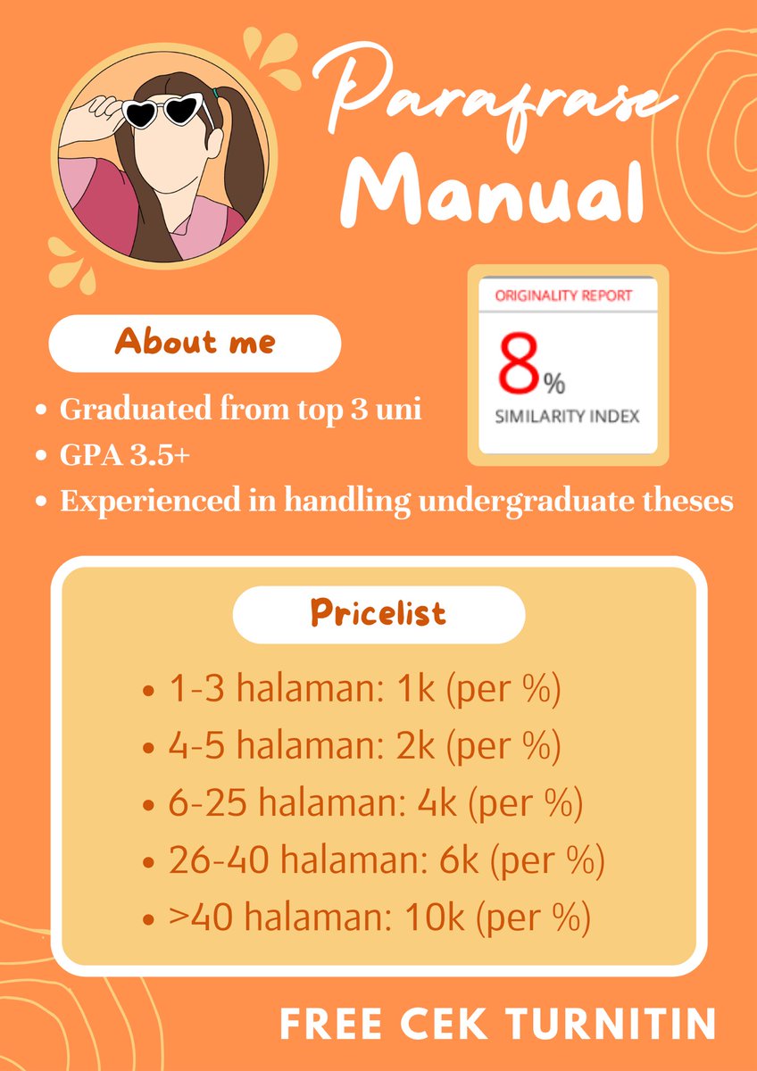orenjibelly's tweet photo. @charmolipe Sini kaak, start 1k/%❣

🍊 Pengerjaan secara manual
🍊 Tanpa trik curang
🍊 Tanpa bantuan AI/software
🍊 File aman (akan langsung dihapus setelah pengerjaan)

Cuss langsung wa  
➡️ https://t.co/9M3kIEMu9U https://t.co/1gIERxbjMI
